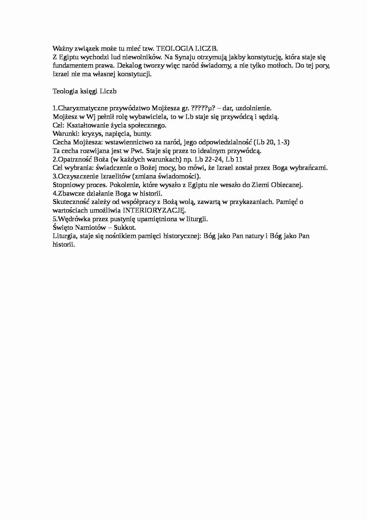 Teologia księgi Liczb - strona 1