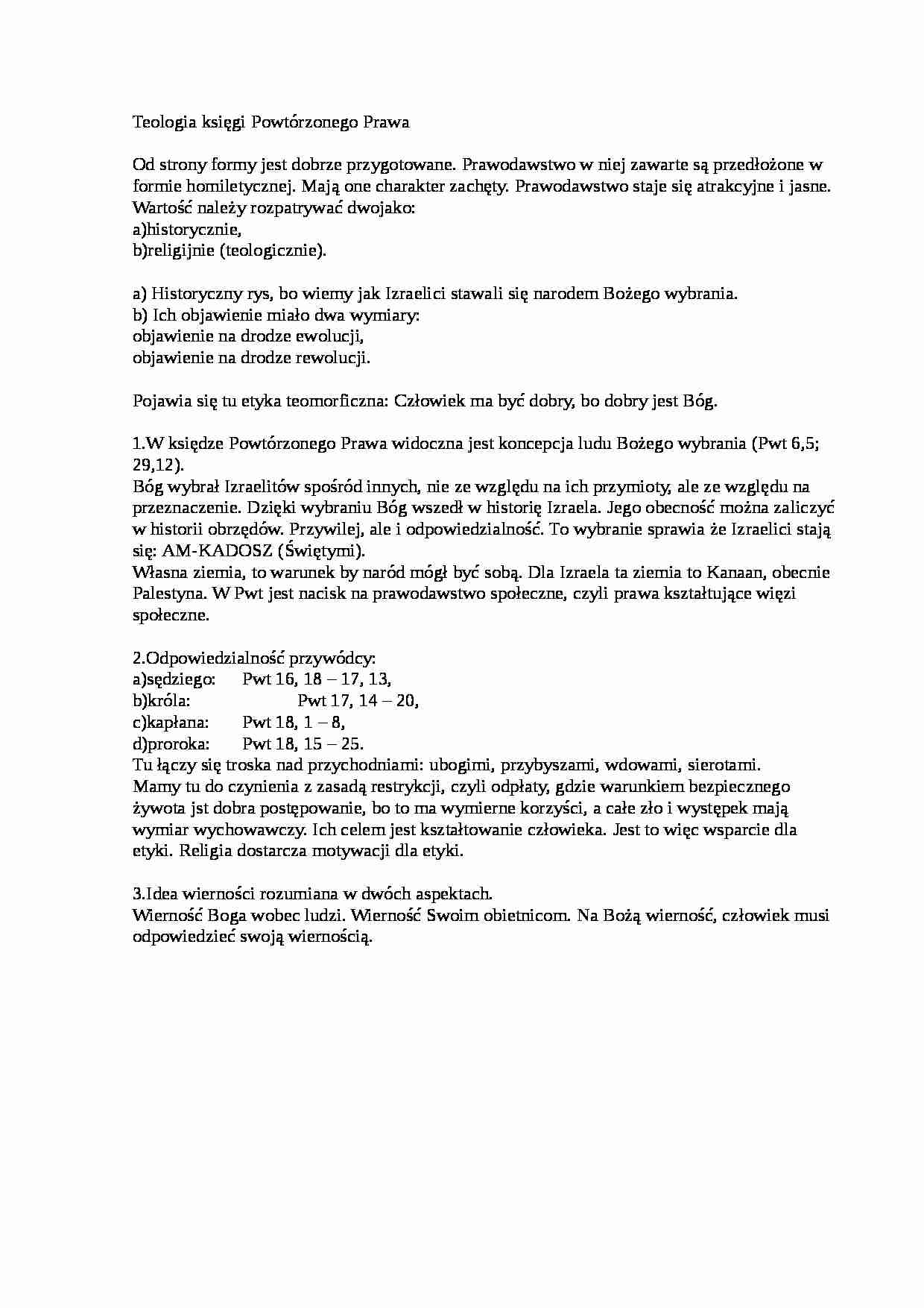 Teologia księgi Powtórzonego Prawa - strona 1