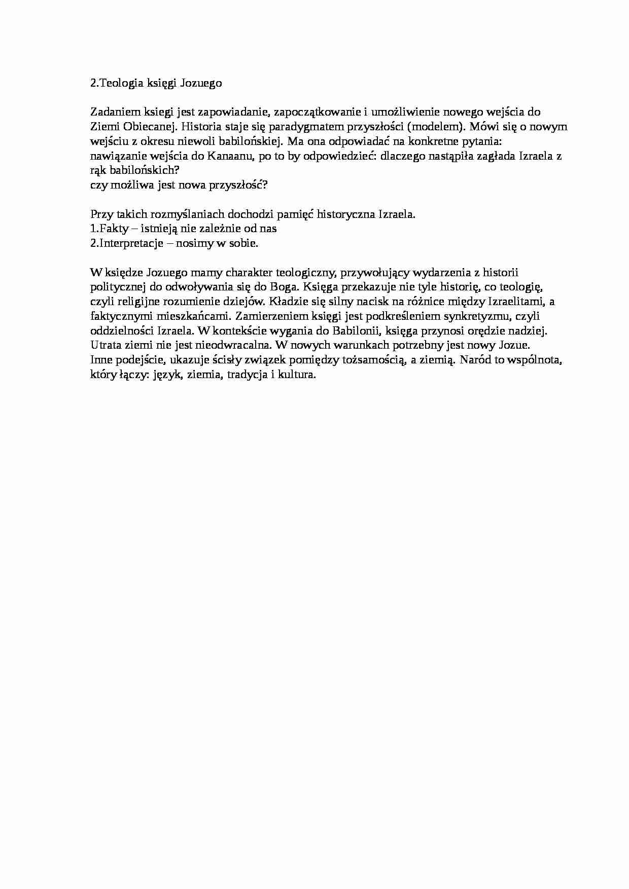 Teologia księgi Jozuego - strona 1