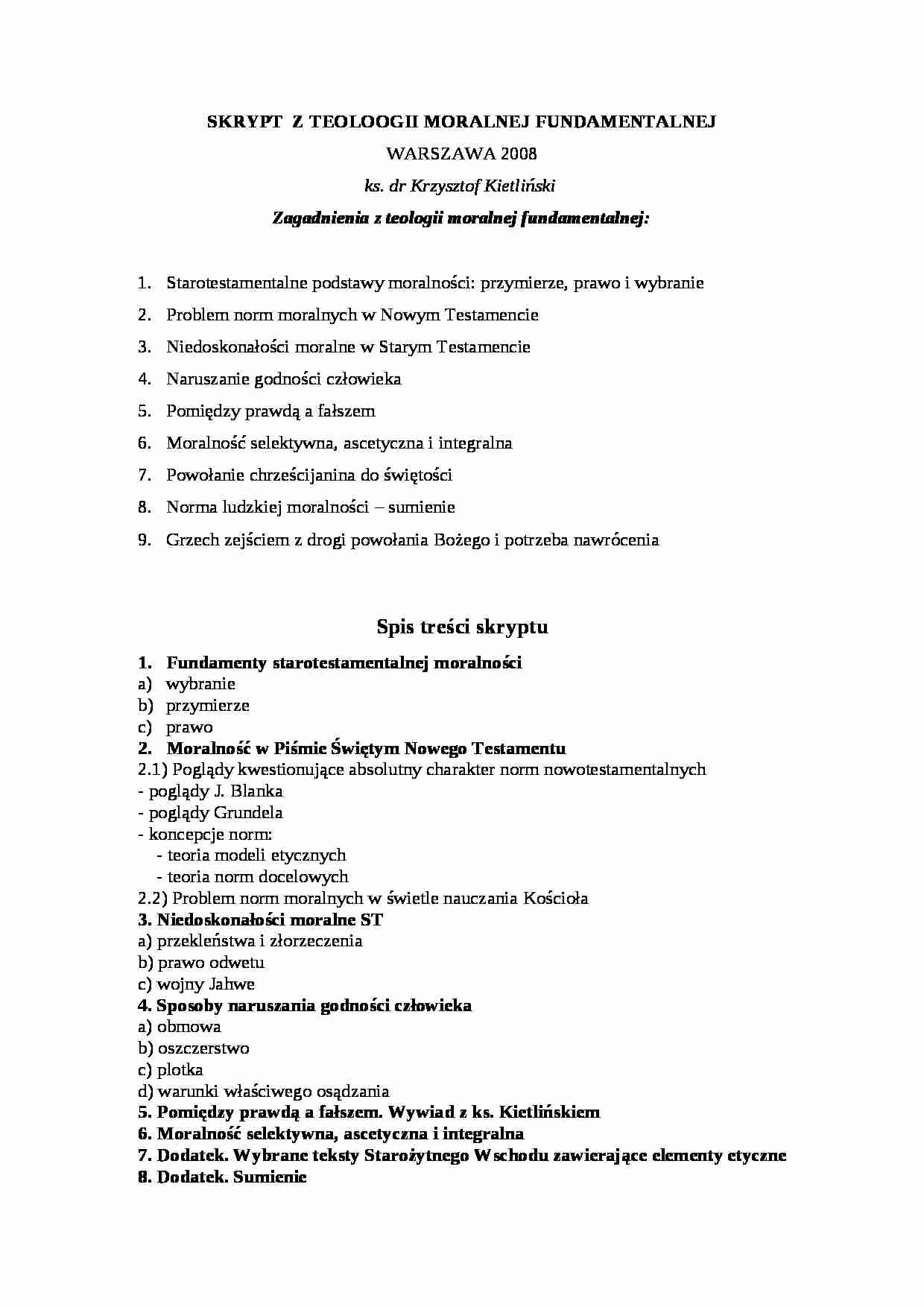 Zagadnienia z teologii moralnej fundamentalnej - strona 1