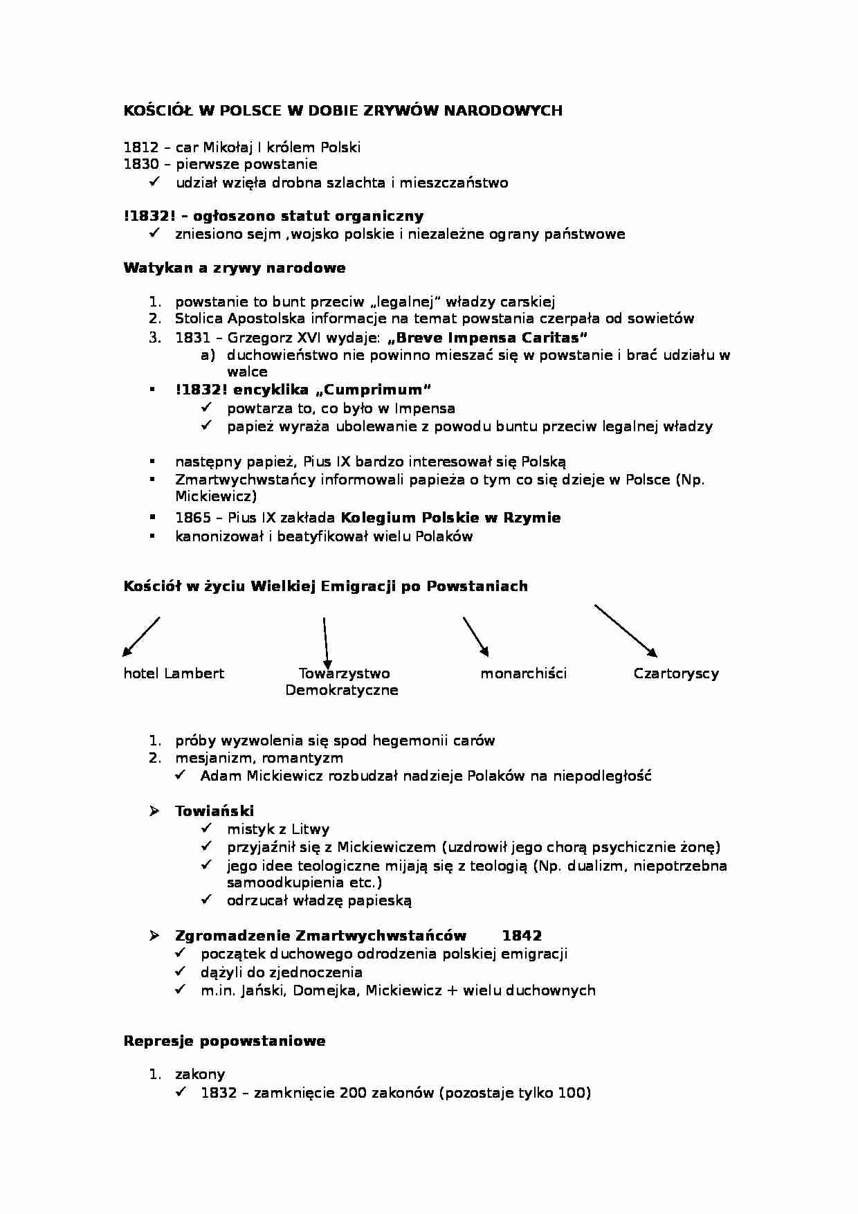 Kościół w Polsce w dobie zrywów narodowych - strona 1