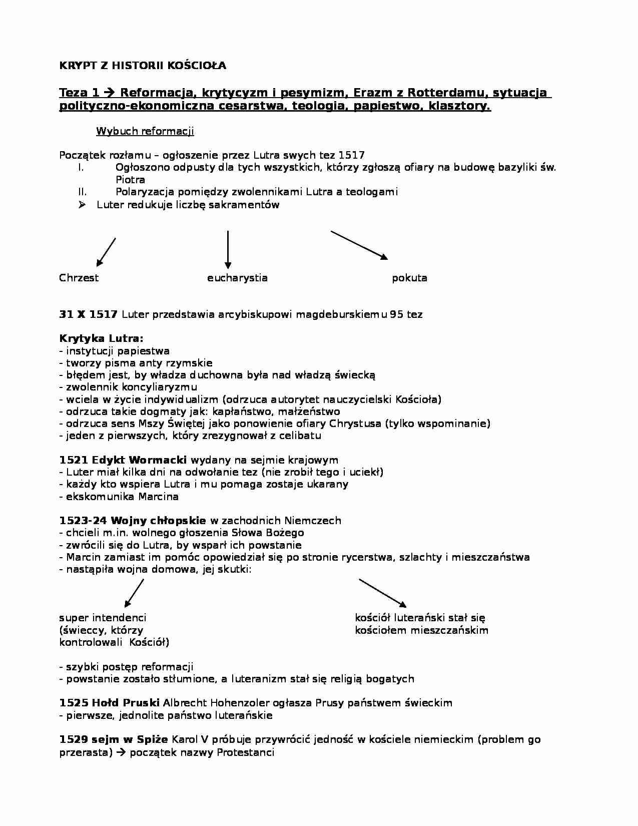 Kościół - historia i reformacja kościoła - strona 1