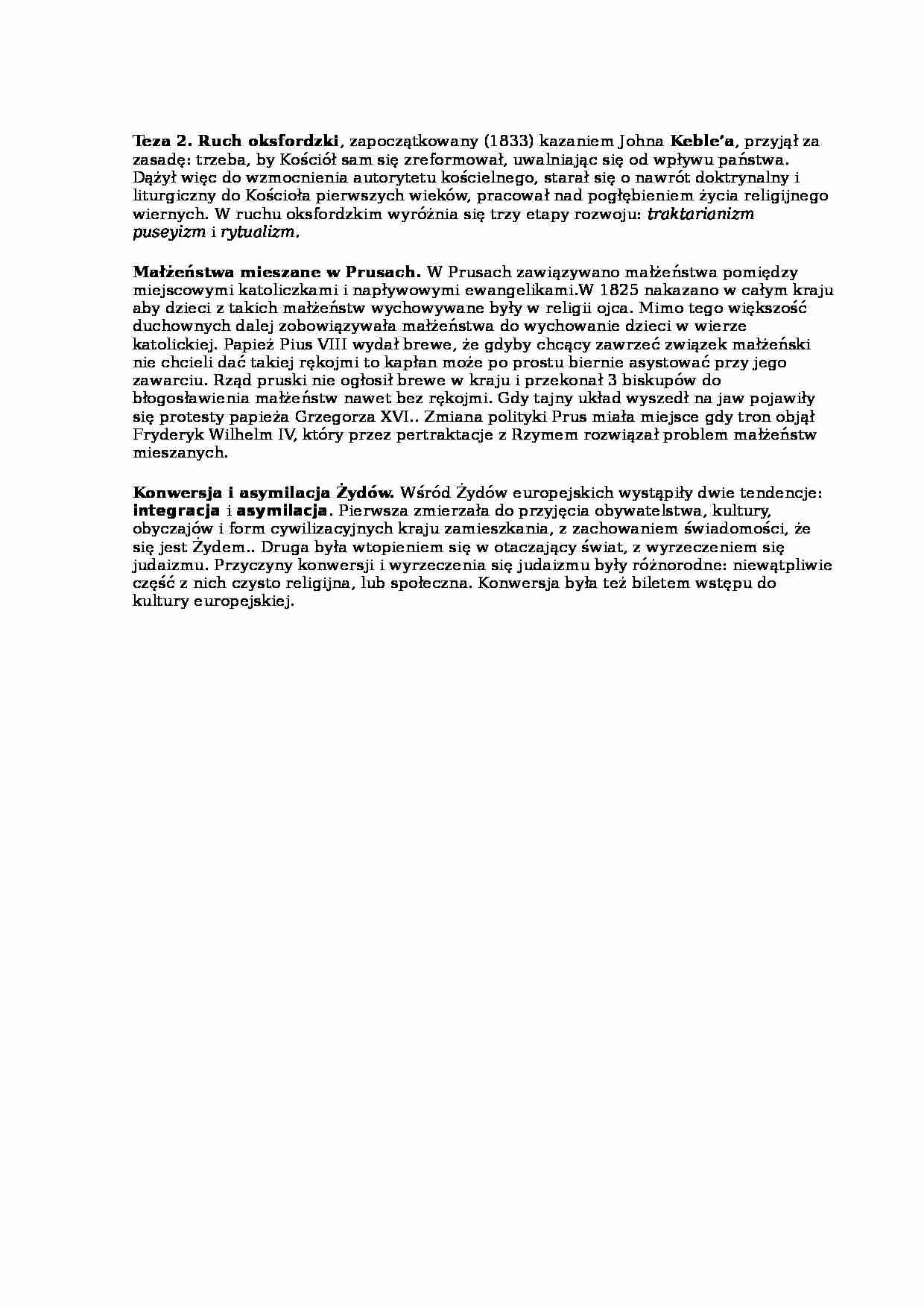 Ruch oksfordzki, Prusy, asymilacja Żydów - strona 1