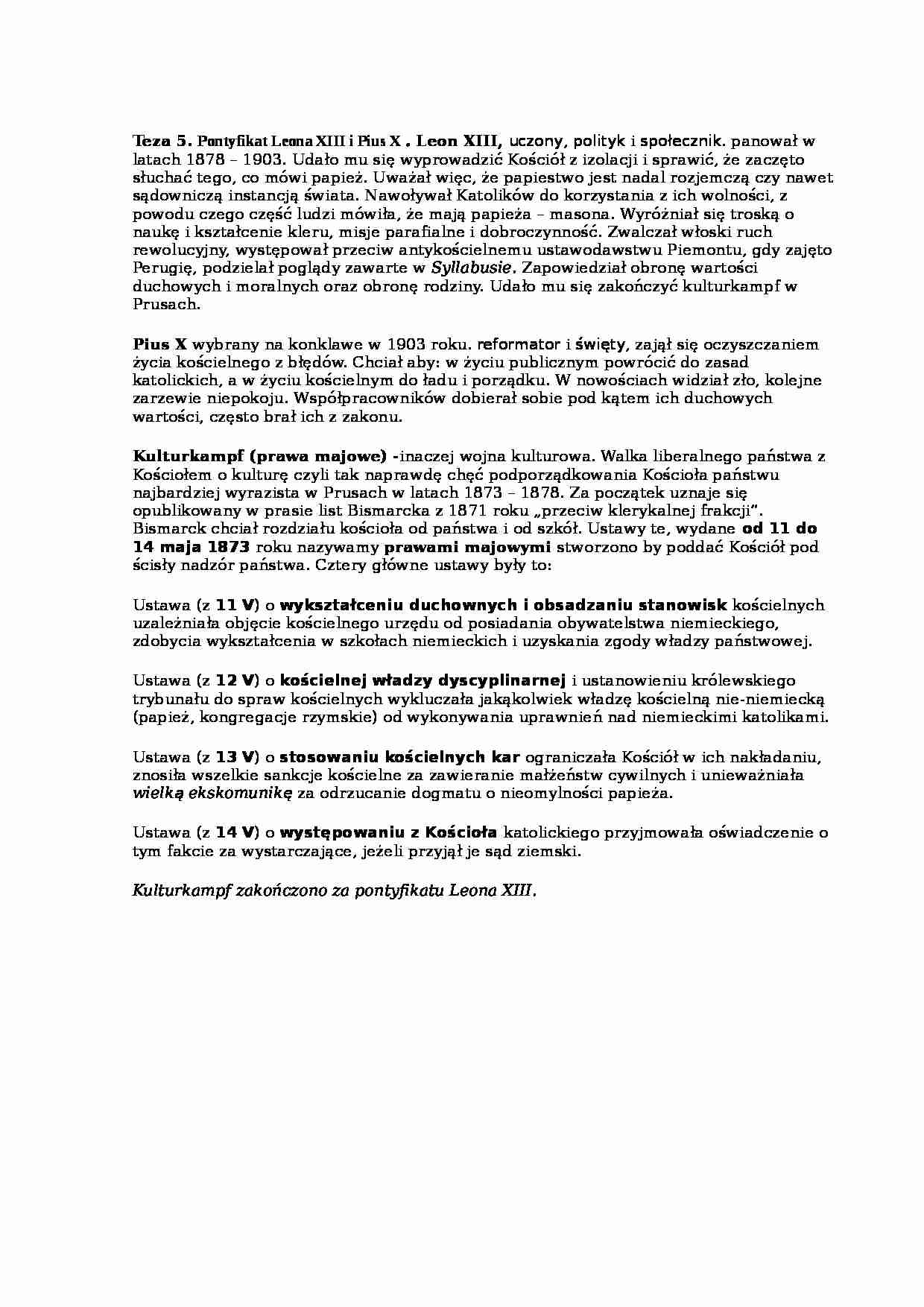 Pontyfikat Leona XIII i Piusa X - strona 1