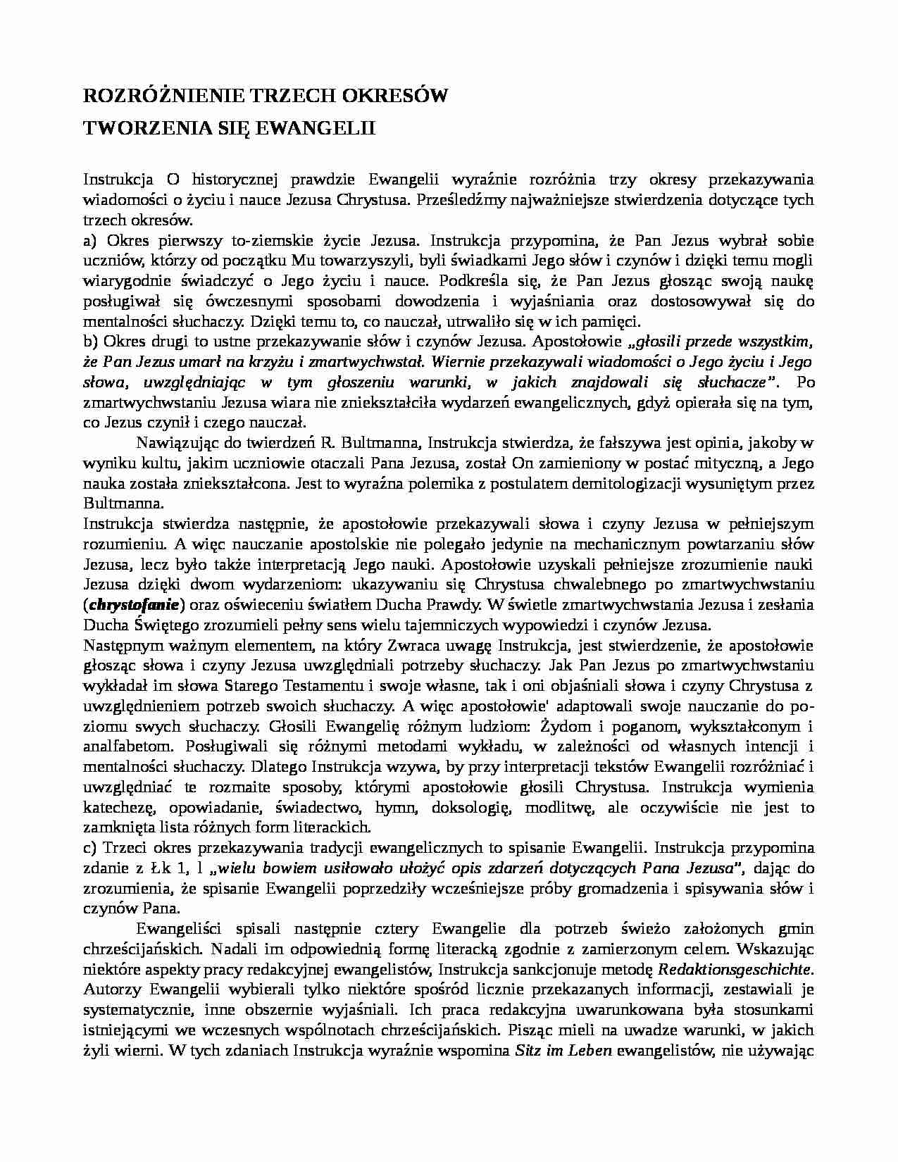 Rozróżnienie okresów tworzenia się Ewangelii - strona 1