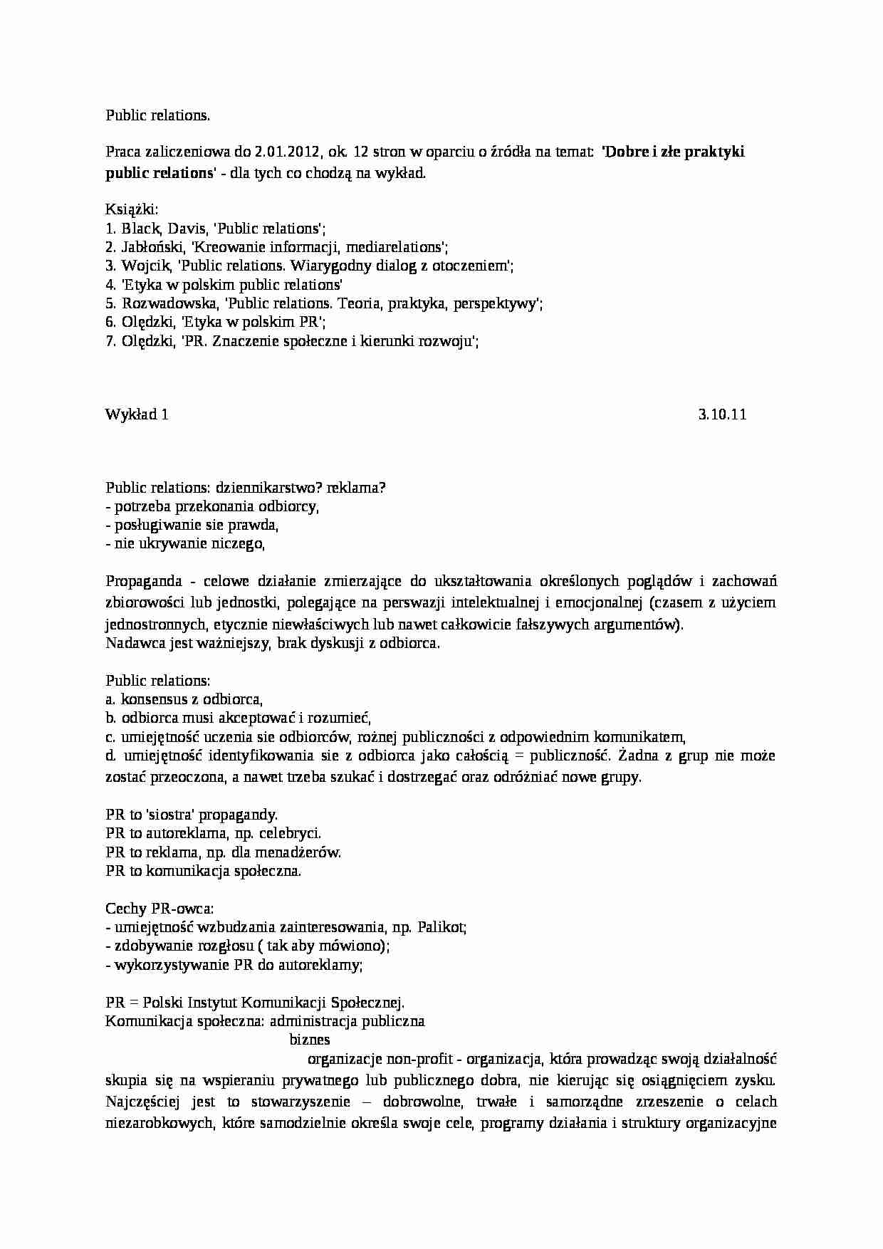 Public relations - opracowanie - strona 1