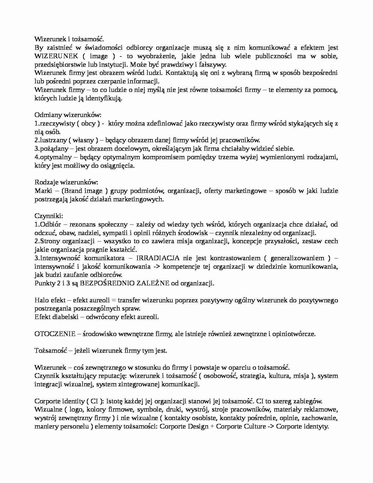 Wizerunek i tożsamość - opracowanie - strona 1