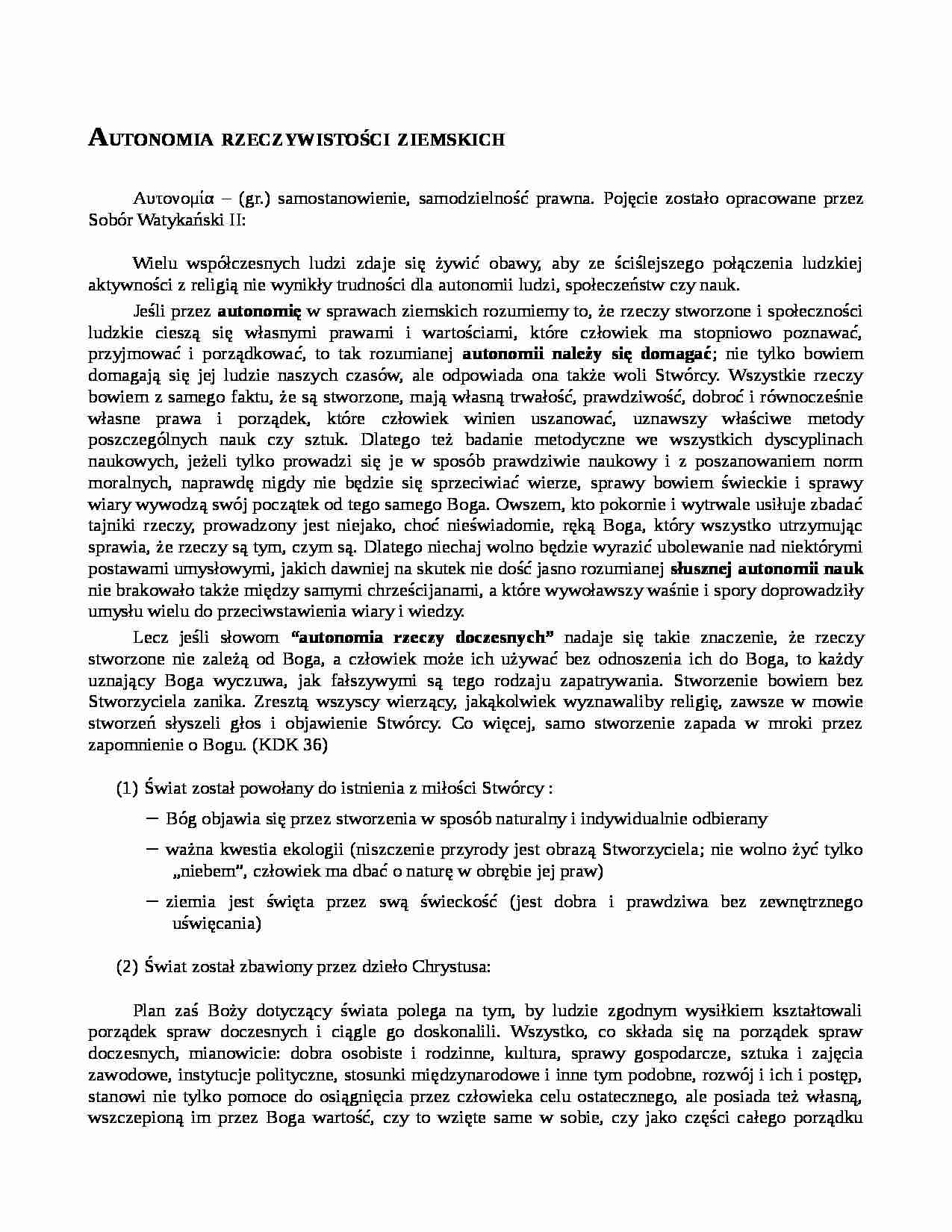 Autonomia rzeczywistości ziemskich - strona 1