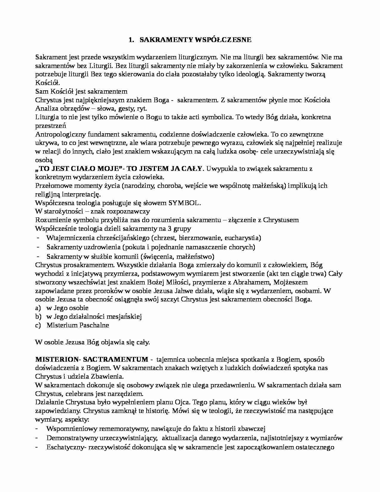 Sakramenty współczene - wykład - strona 1