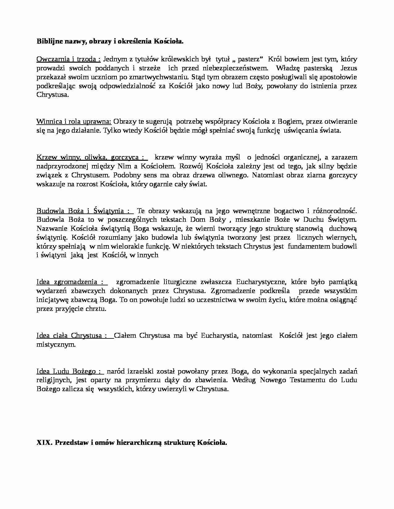 Biblijne nazwy, obrazy i określenia Kościoła - strona 1
