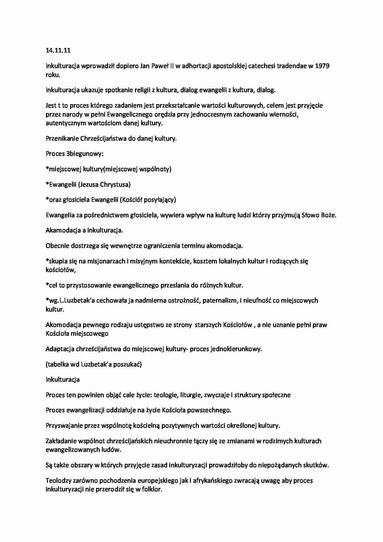 Inkulturacja - definicja i opracowanie - strona 1