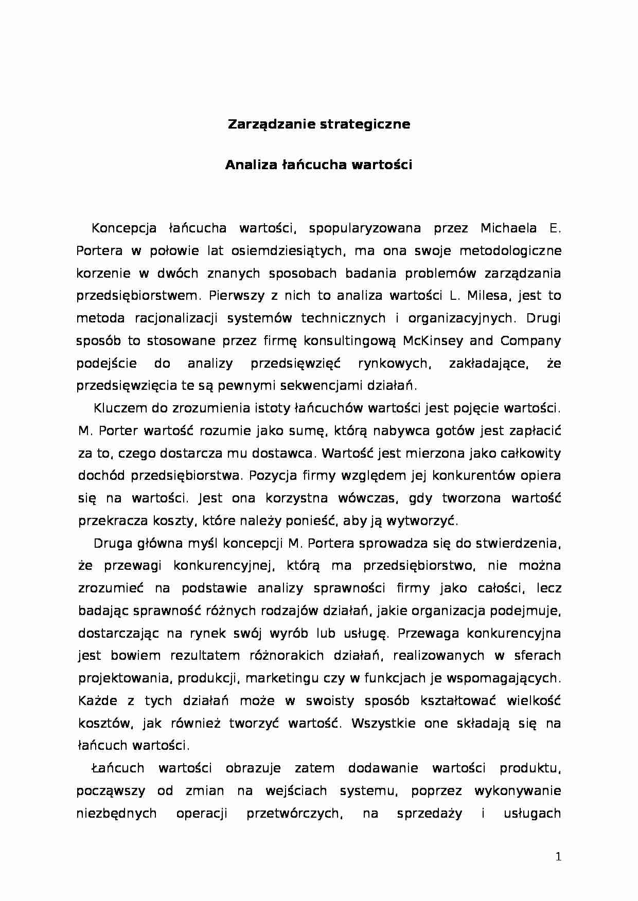 Analiza łańcucha wartości - Zarządzanie - strona 1