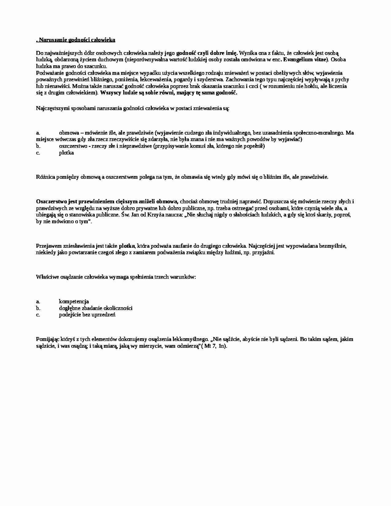 Naruszanie godności człowieka - strona 1
