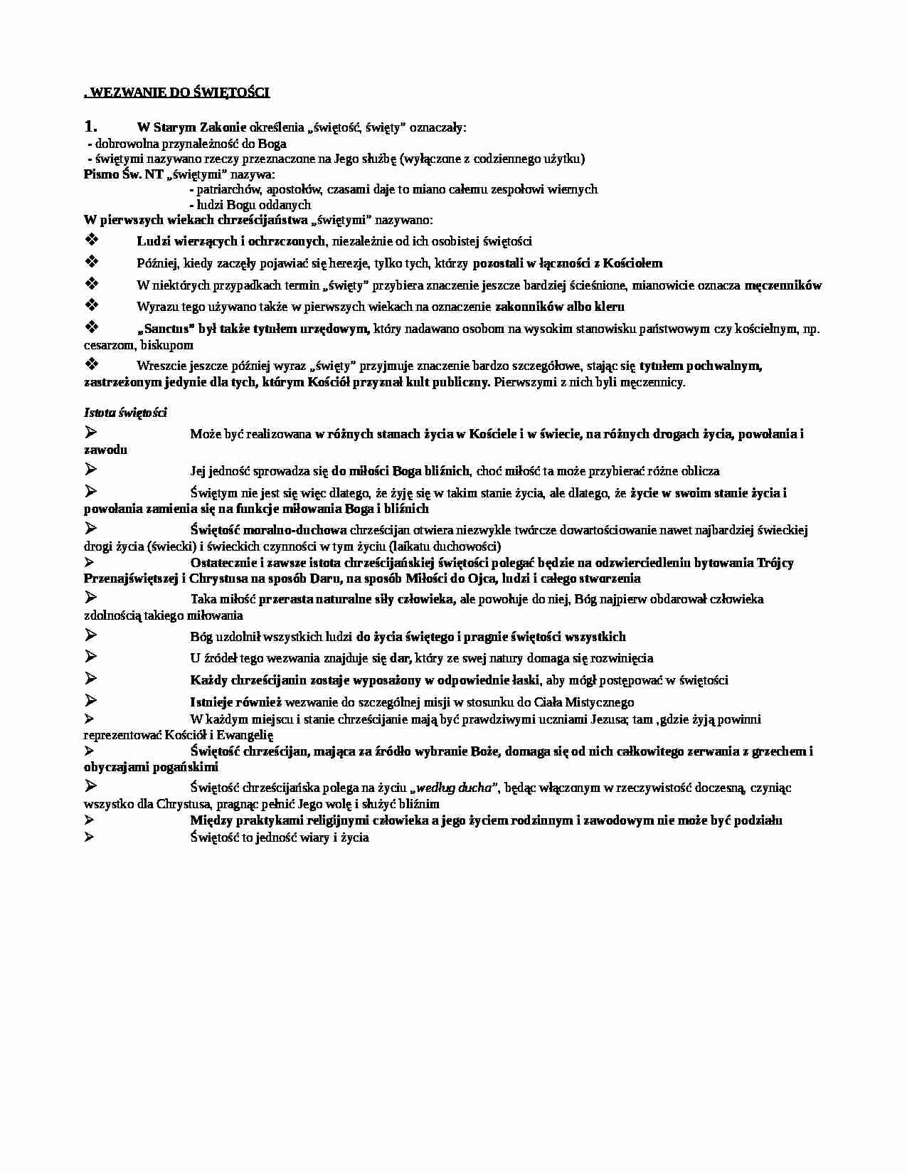 Wezwanie do świętości - strona 1