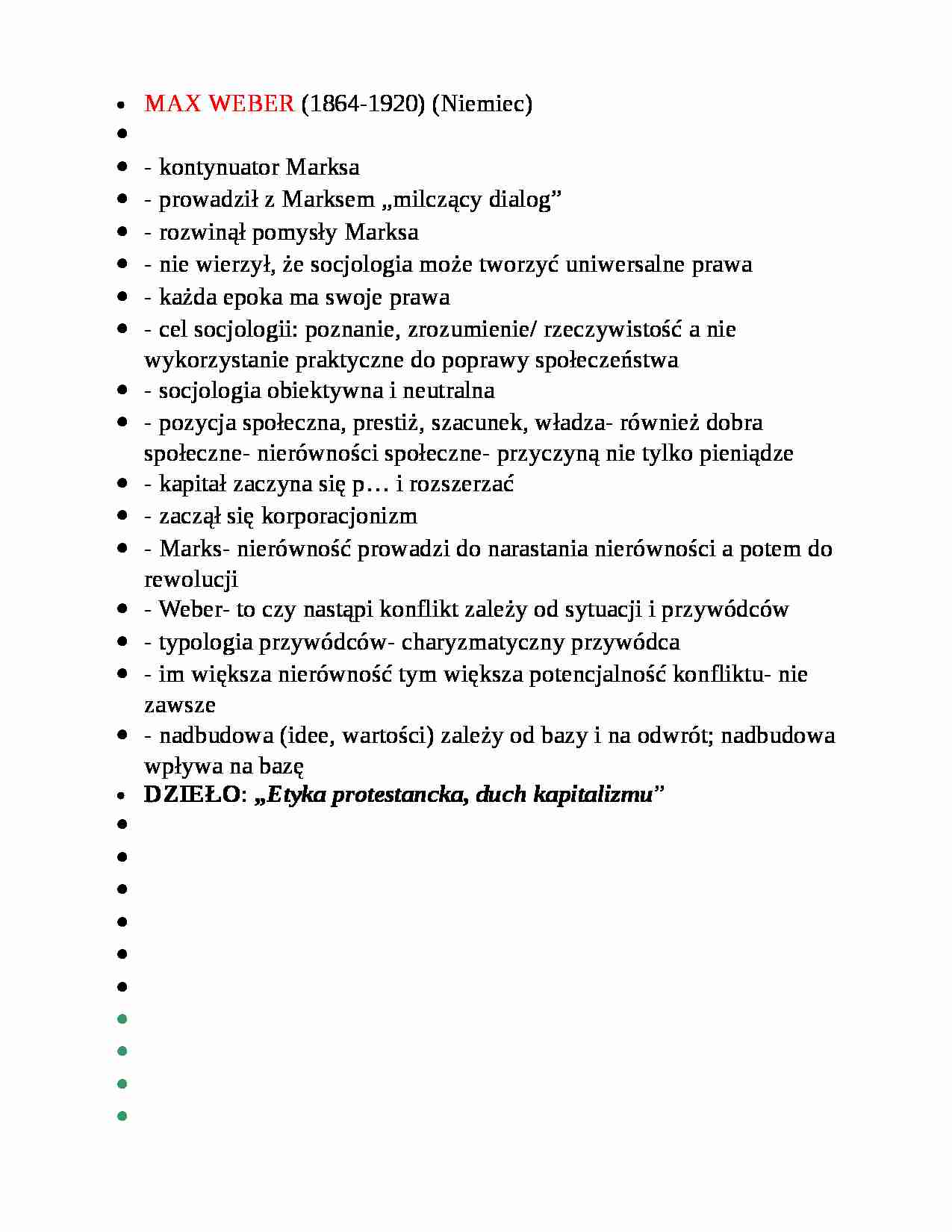 Max Weber - charakterystyka - strona 1