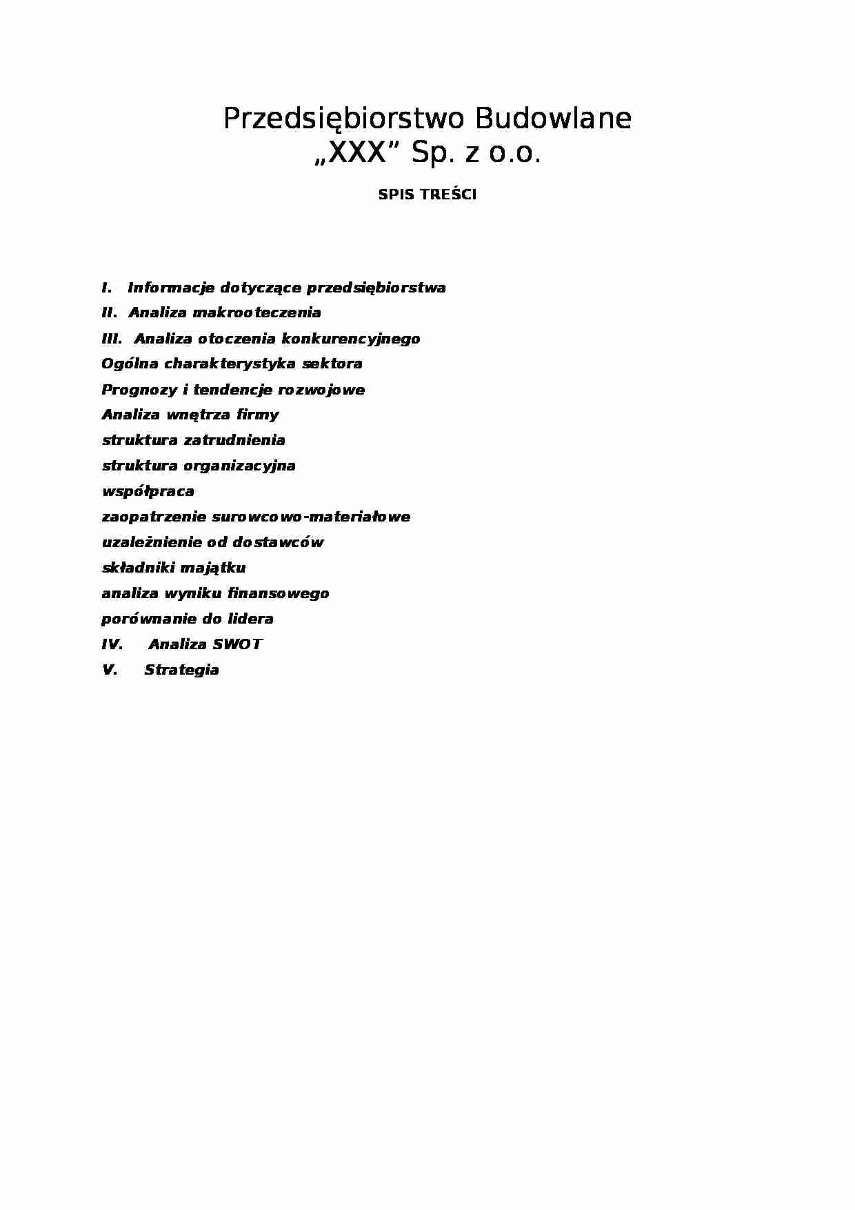 Analiza przedsiębiorstwa budowlanego - strona 1