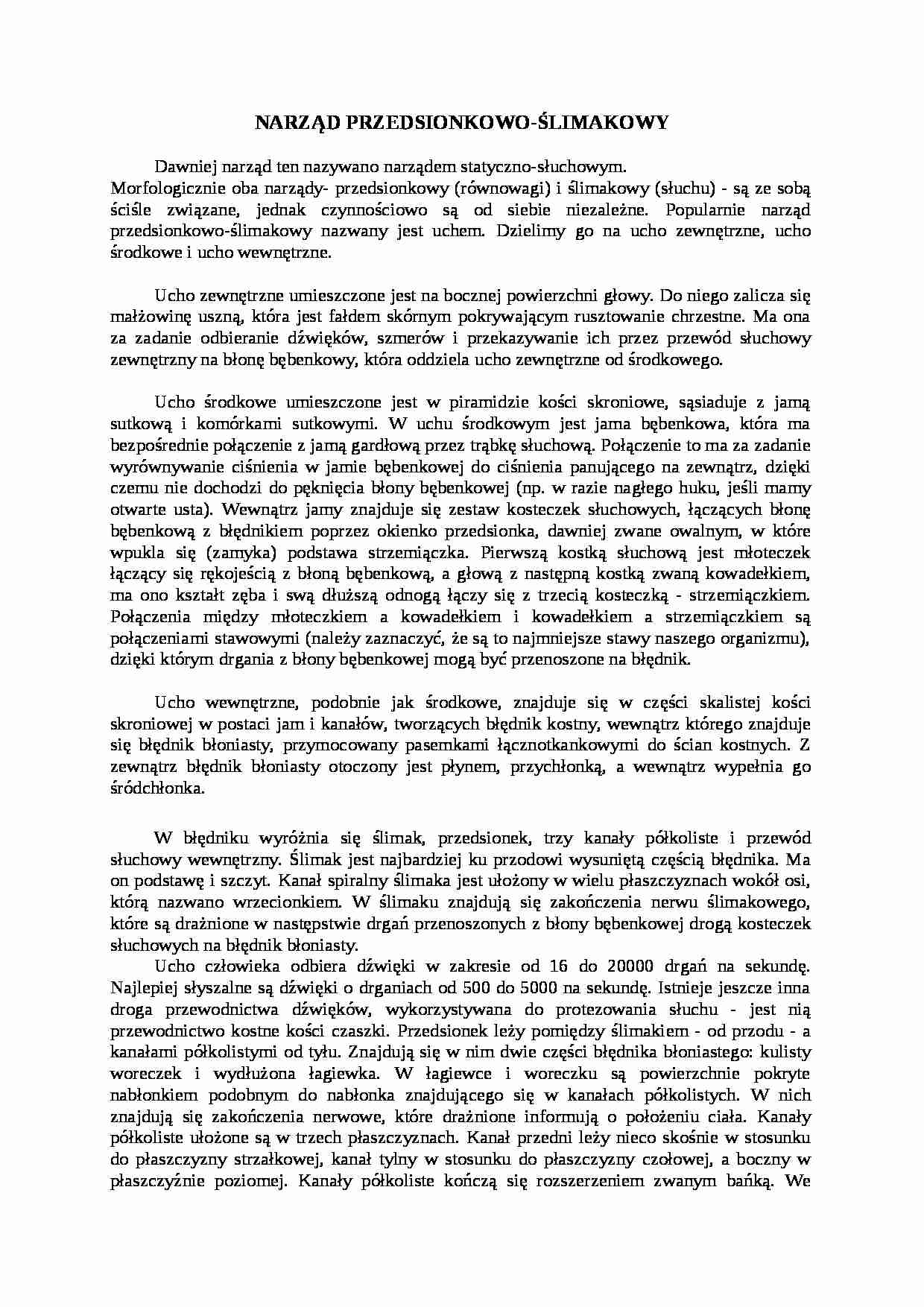 Narząd przedsionkowo-ślimakowy - strona 1