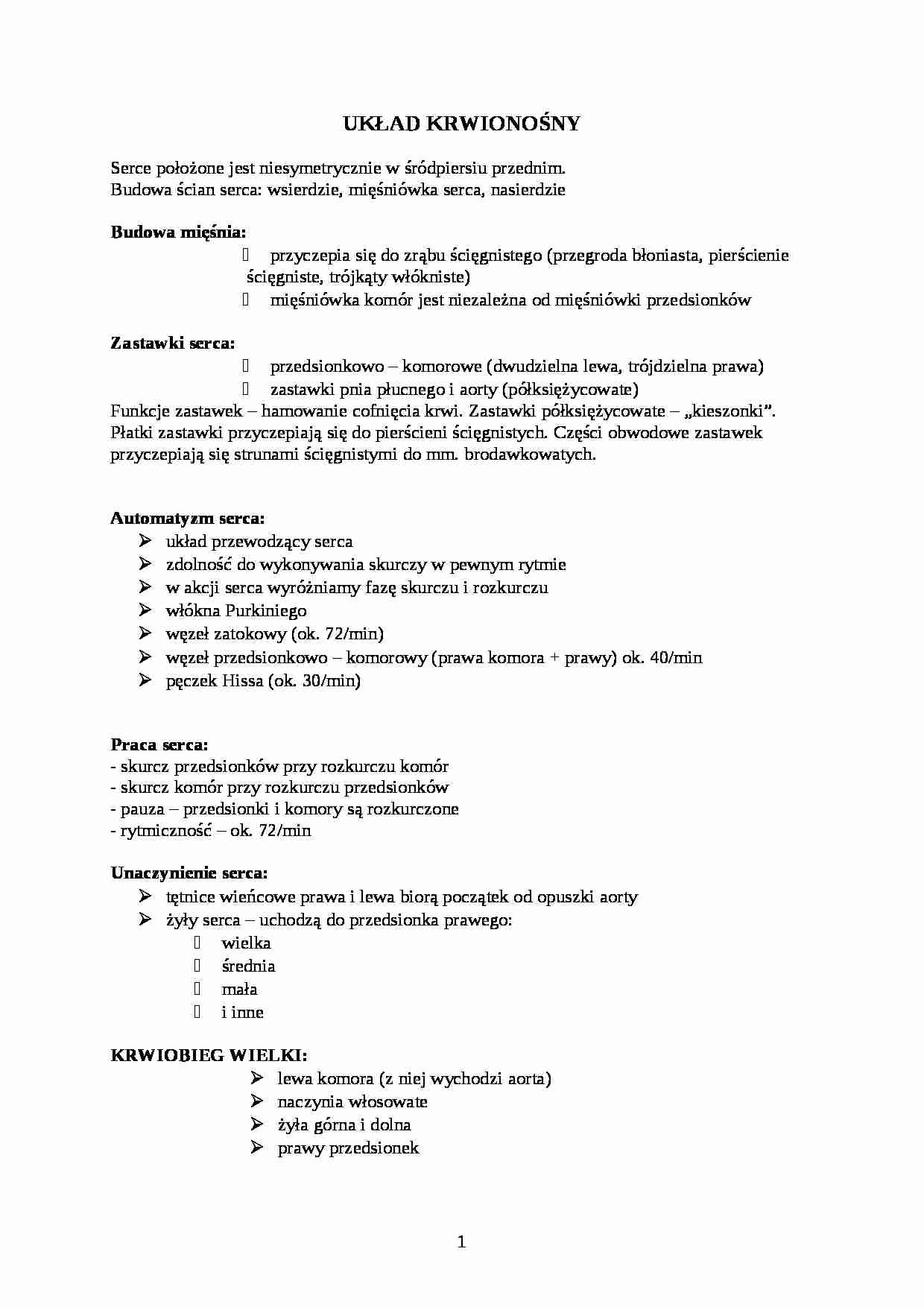 Układ krwionośny  - strona 1