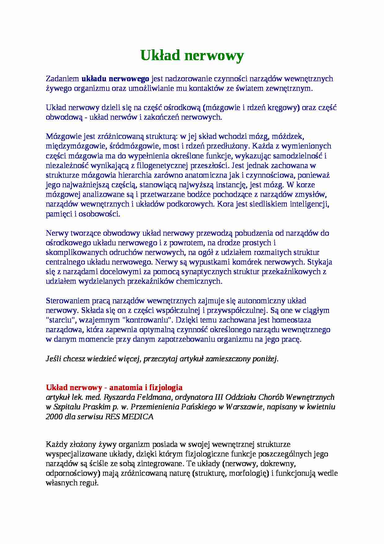 Układ nerwowy  - strona 1