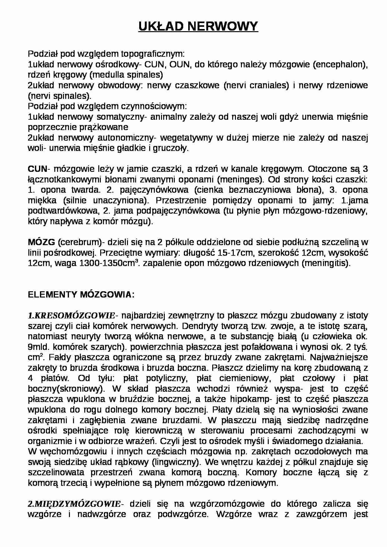 Układ nerwowy - strona 1