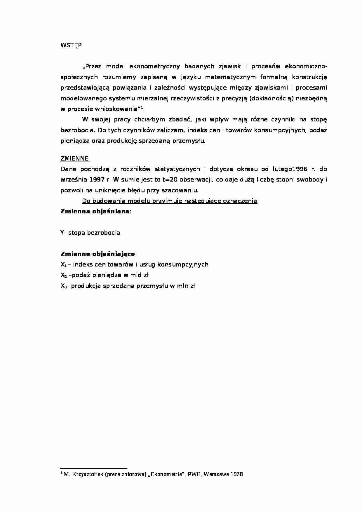 Wpływ czynników na na bezrobocie - strona 1