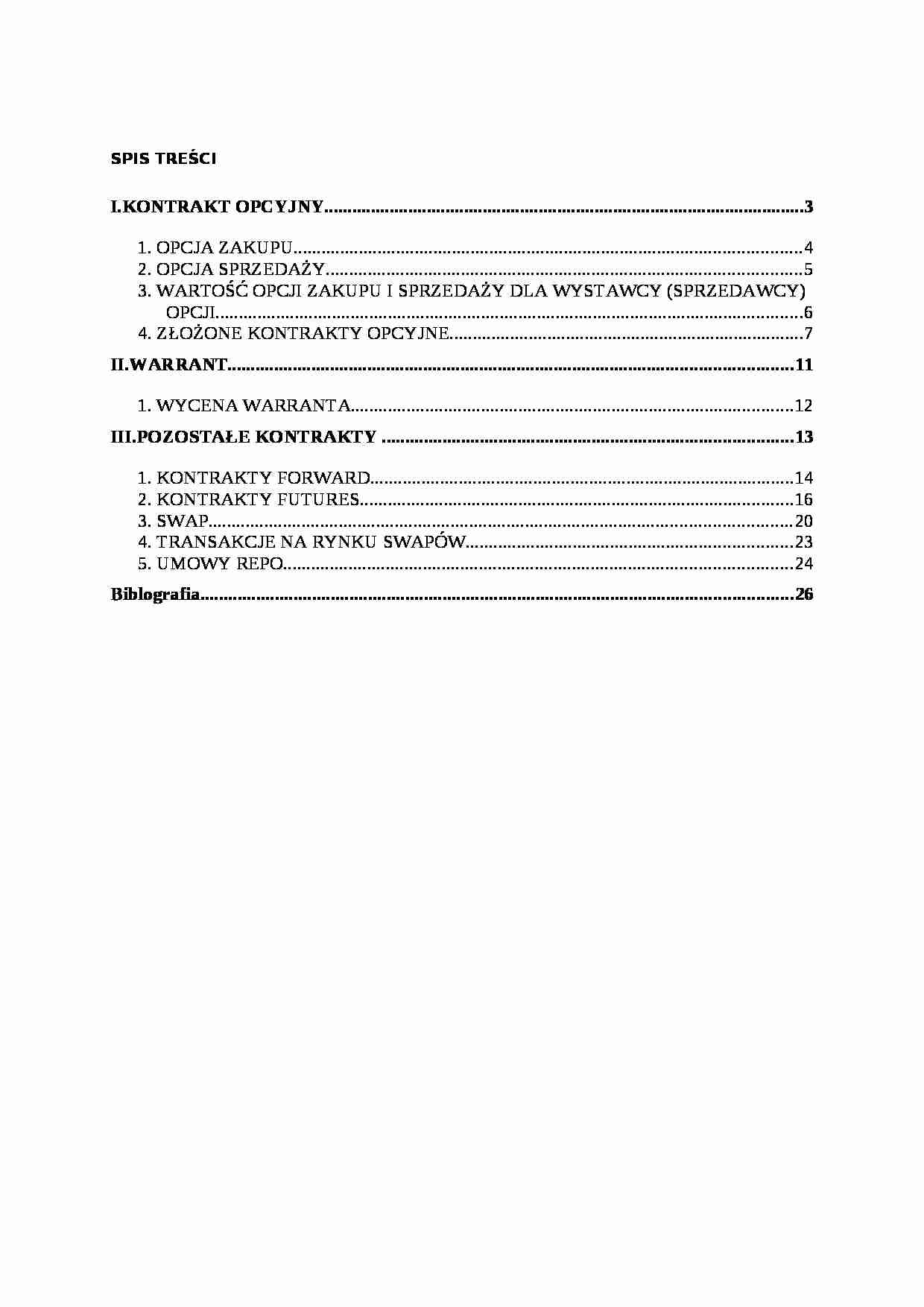 Instrumenty pochodne - Kontrakt opcyjny - strona 1