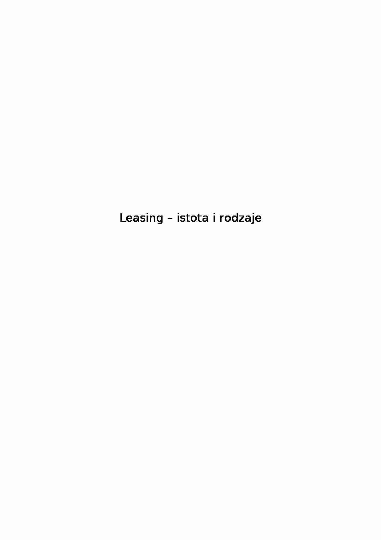 Leasing - istota i rodzaje - Clifing - strona 1