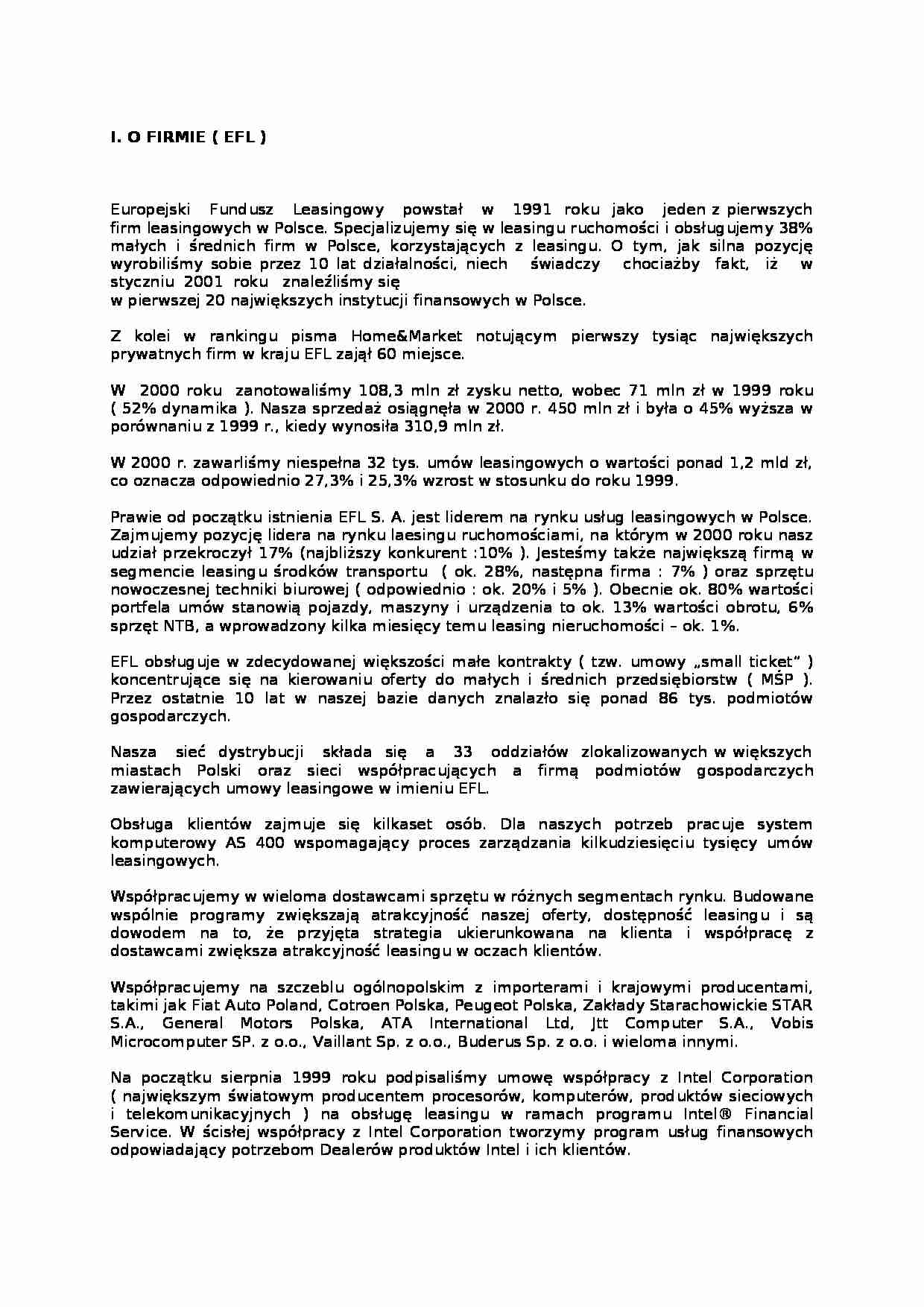 Europejski Fundusz Leasingowy - strona 1