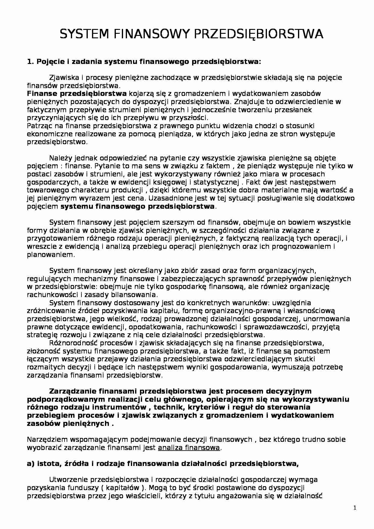 System finansowy przedsiebiorstwa - strona 1