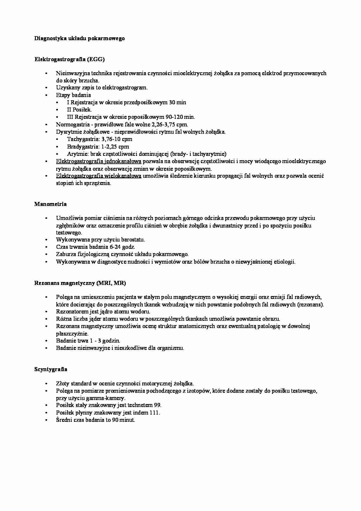 Diagnostyka układu pokarmowego - strona 1