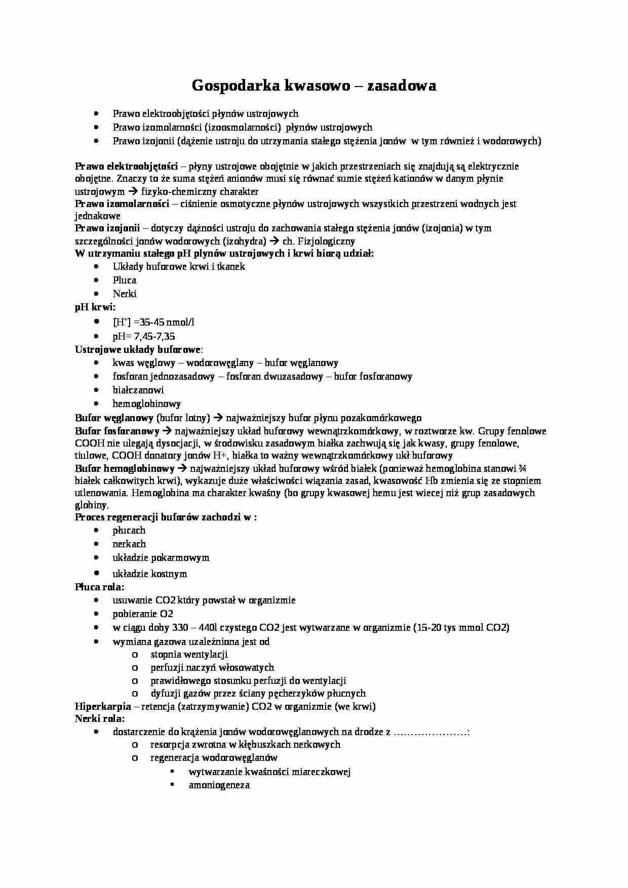 Gospodarka kwasowo-zasadowa - strona 1