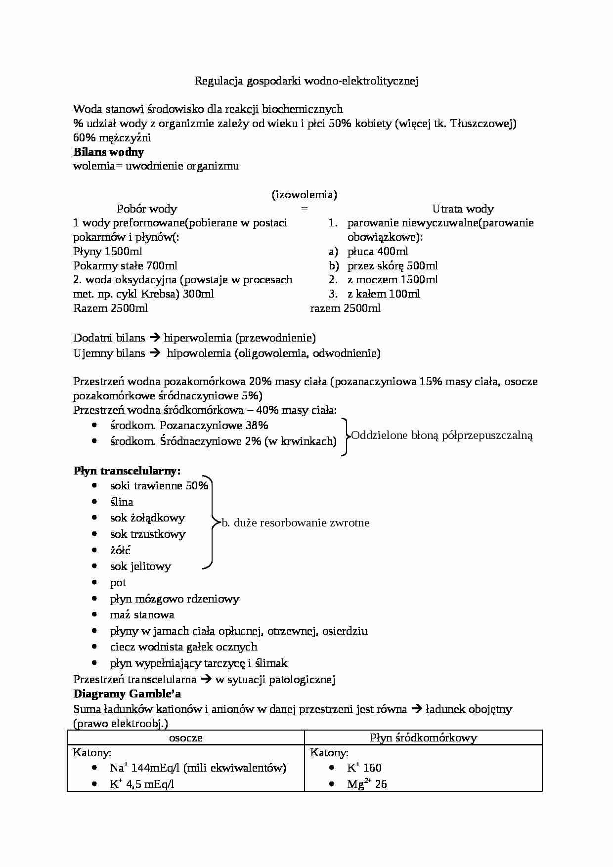 Regulacja gospodarki wodno-elektrolitycznej - strona 1