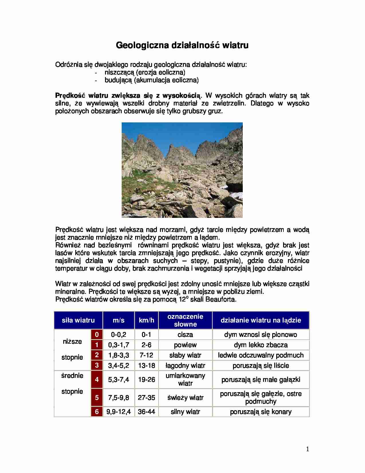 Geologiczna działalność wiatru - strona 1