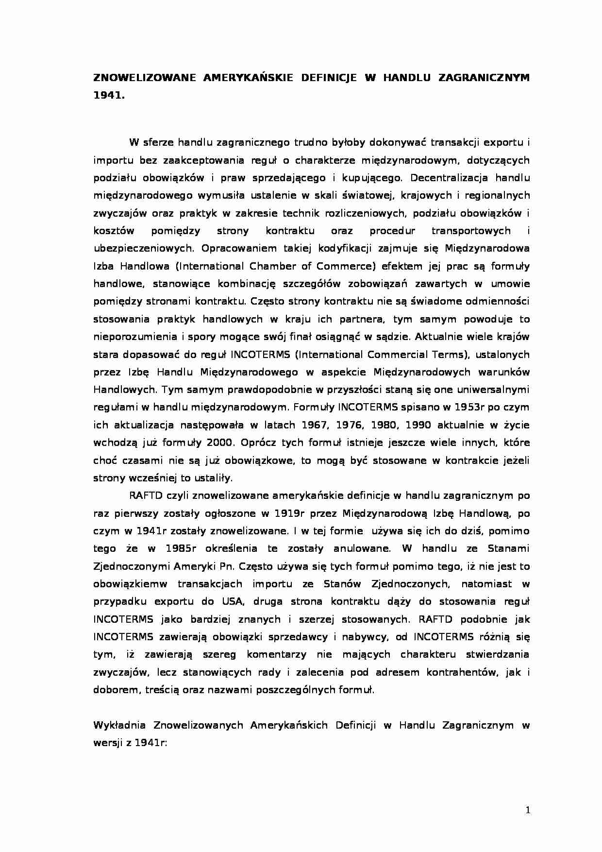Znowelizowane amerykańskie definicje w handlu zagranicznym - strona 1