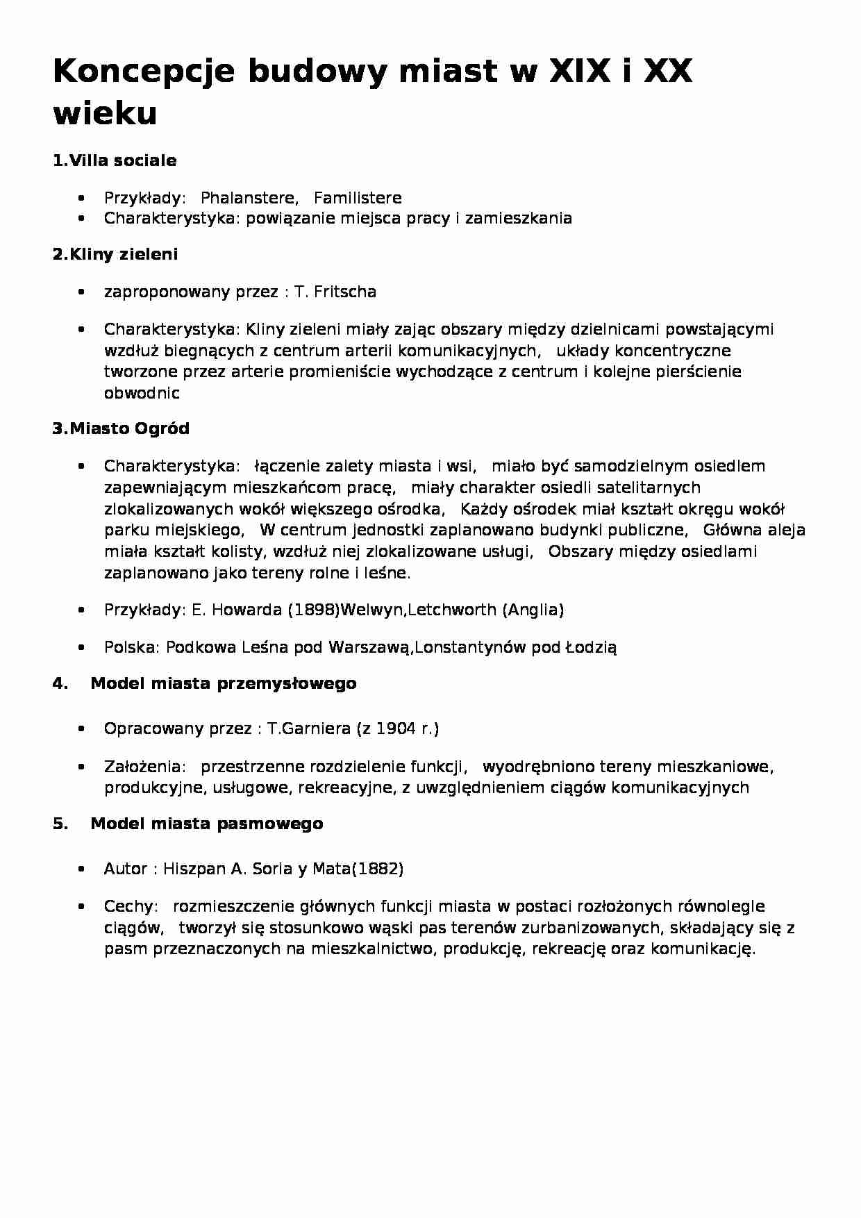 Koncepcje budowy miast w XIX i XX w - strona 1