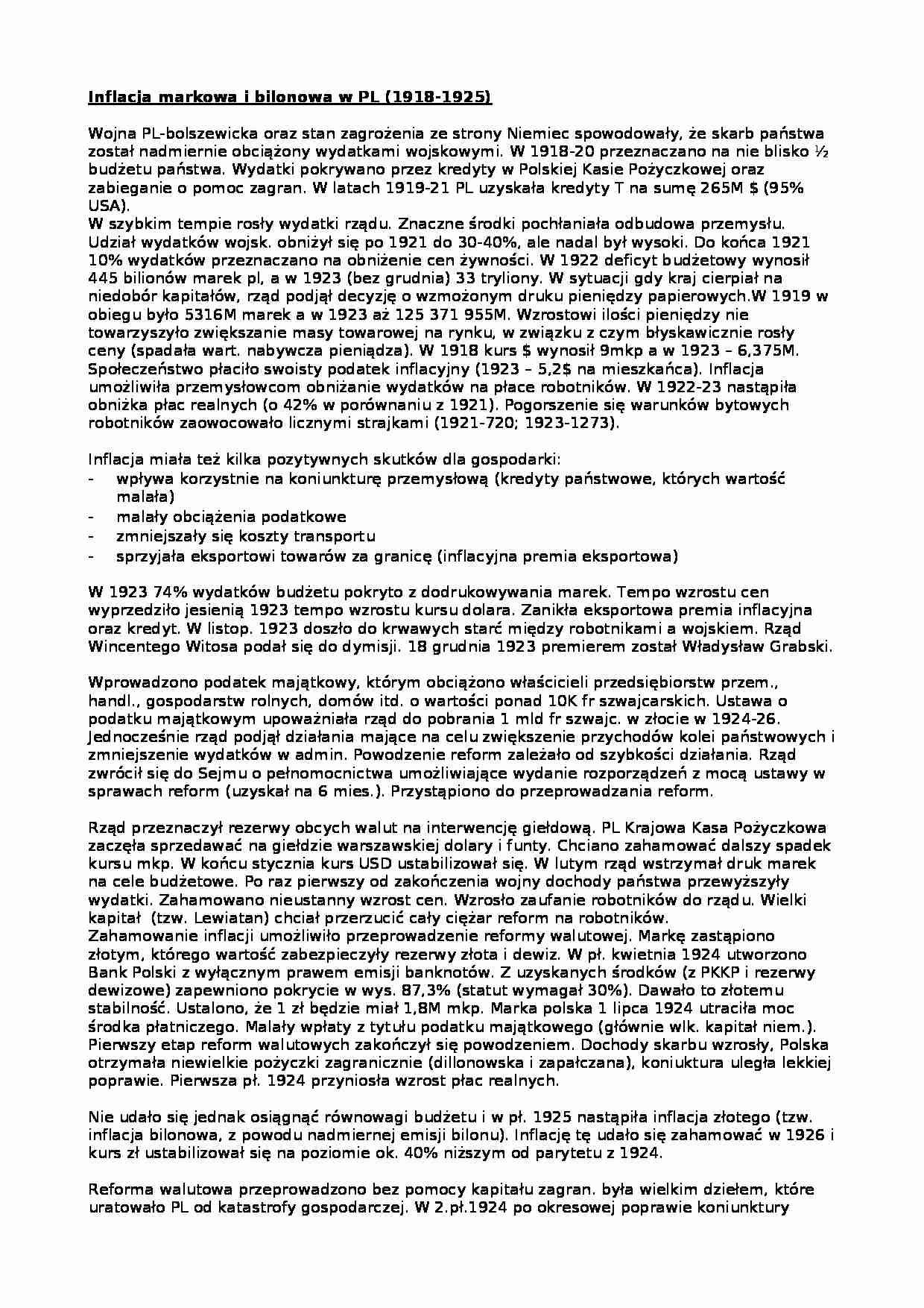 Inflacja markowa i bilonowa - strona 1