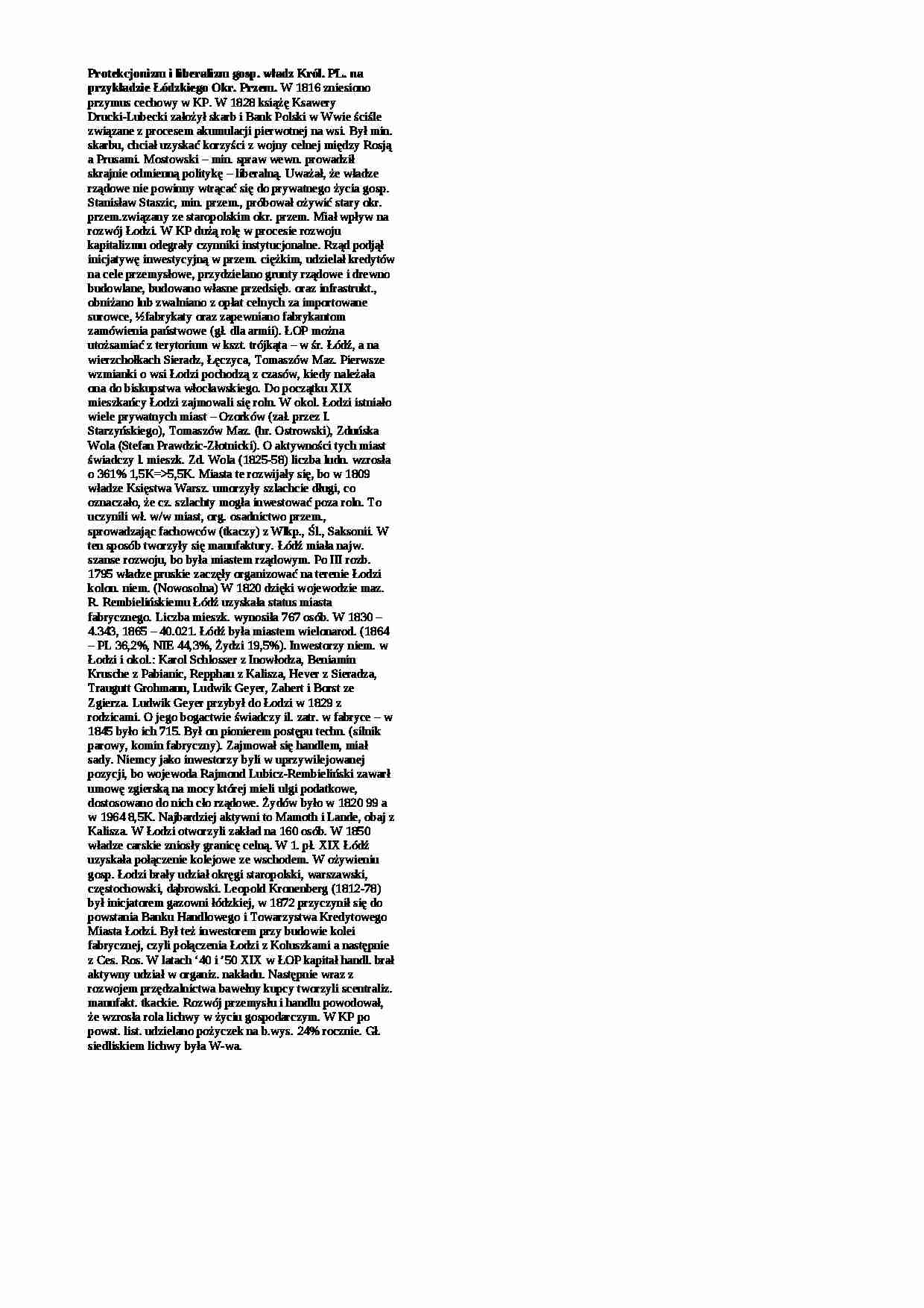 Protekcjonizm i liberalizm gospodarczy  - strona 1
