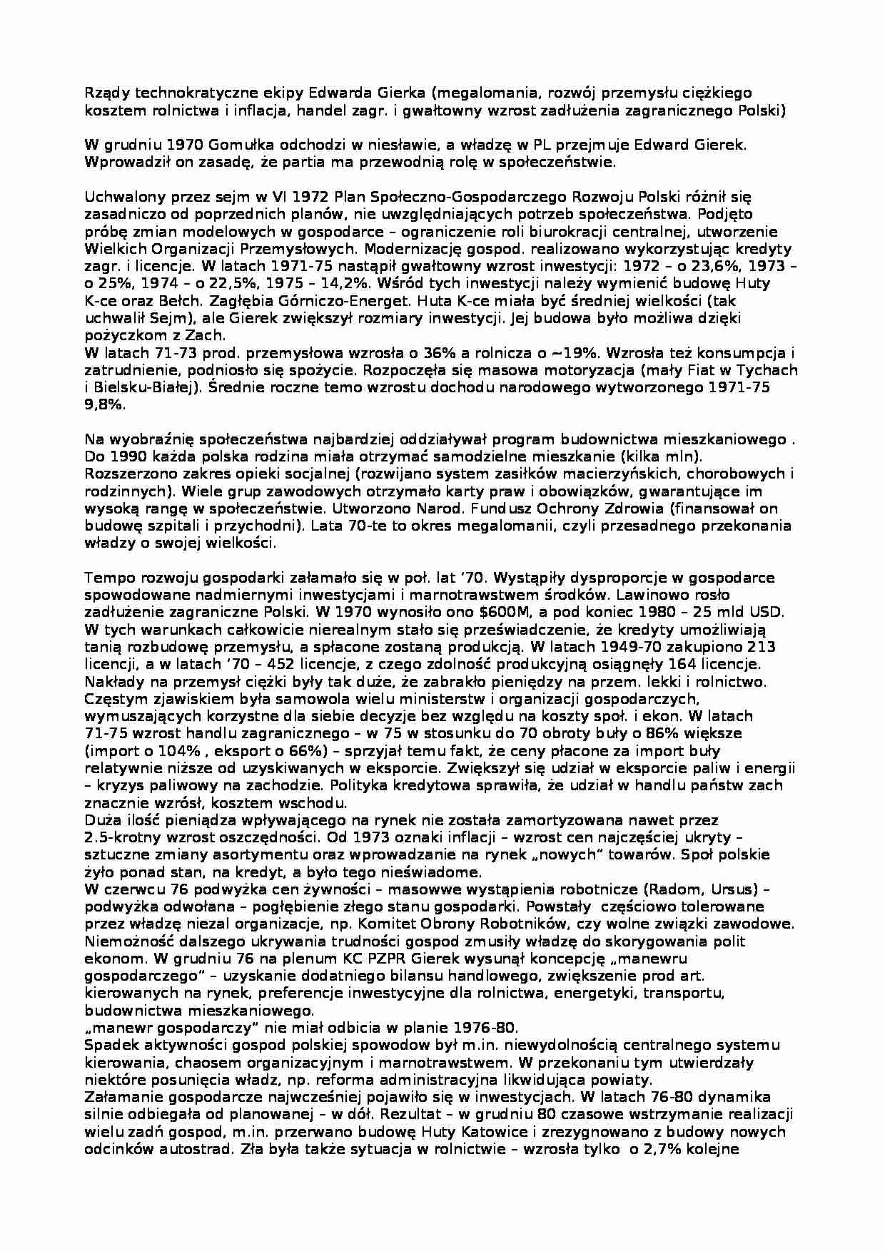 Rządy ekipy Edwarda Gierka - strona 1