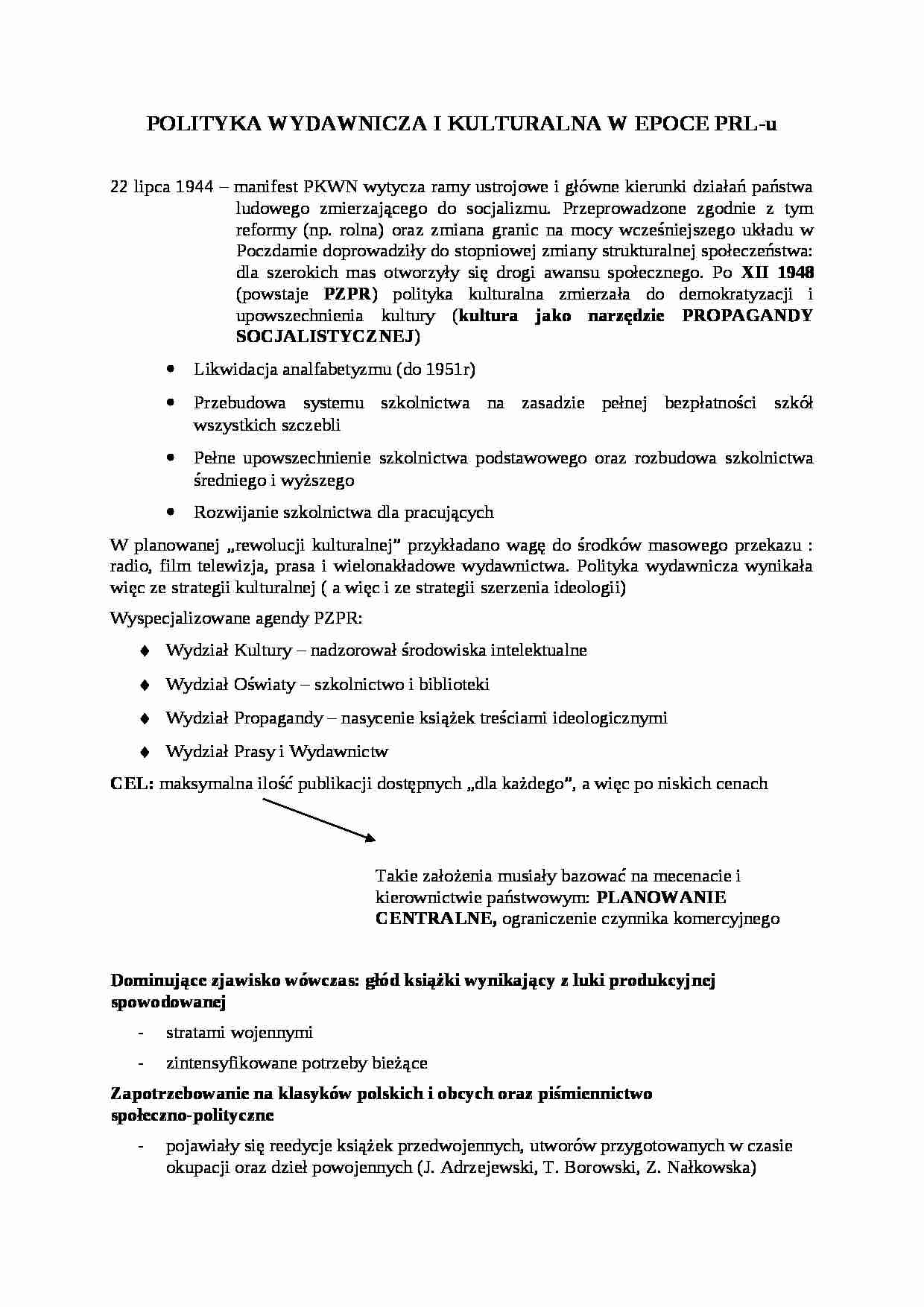  wydawnicza i kulturalna w PRL - strona 1