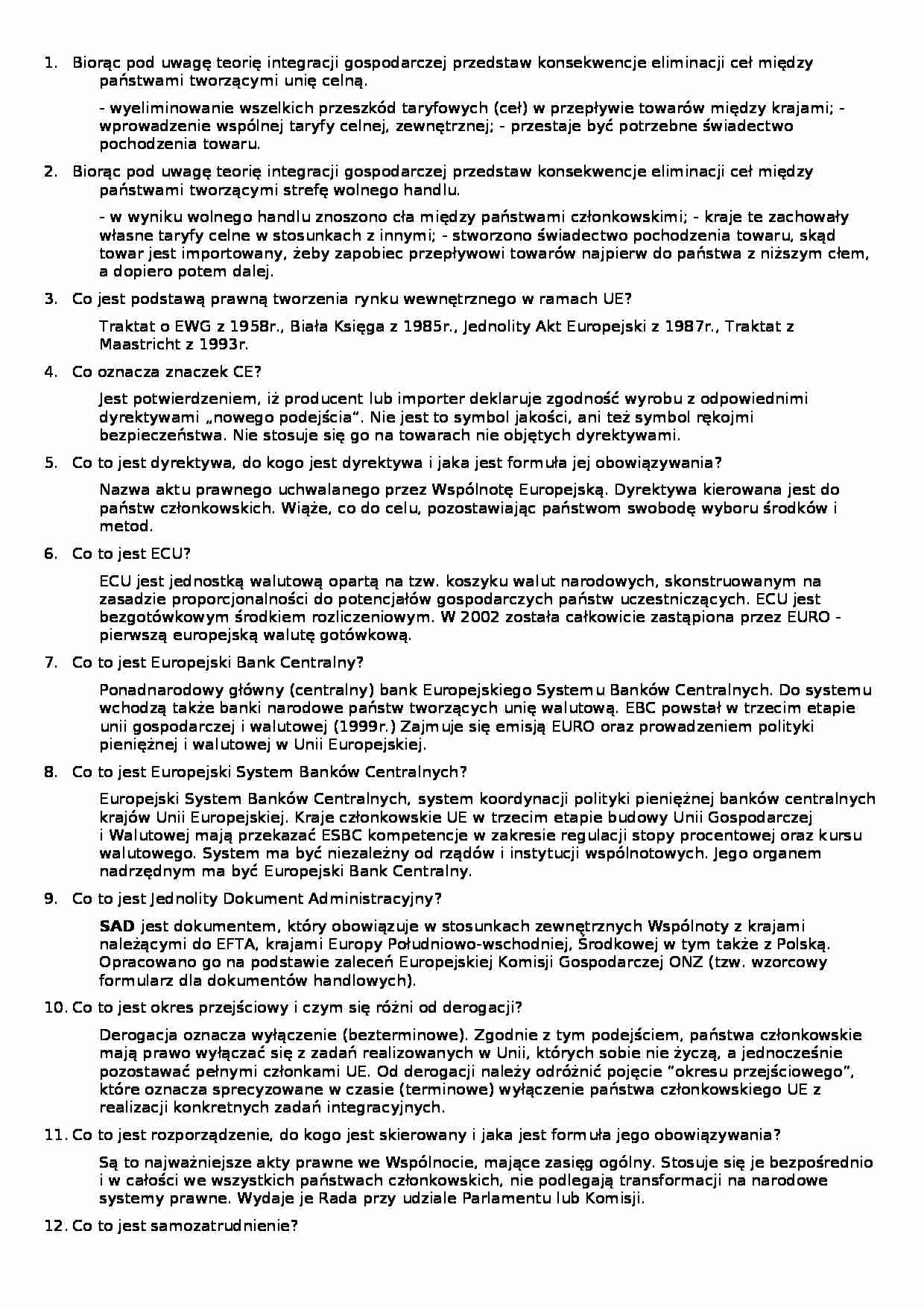 200 zagadnień o Uni Europejskiej - strona 1