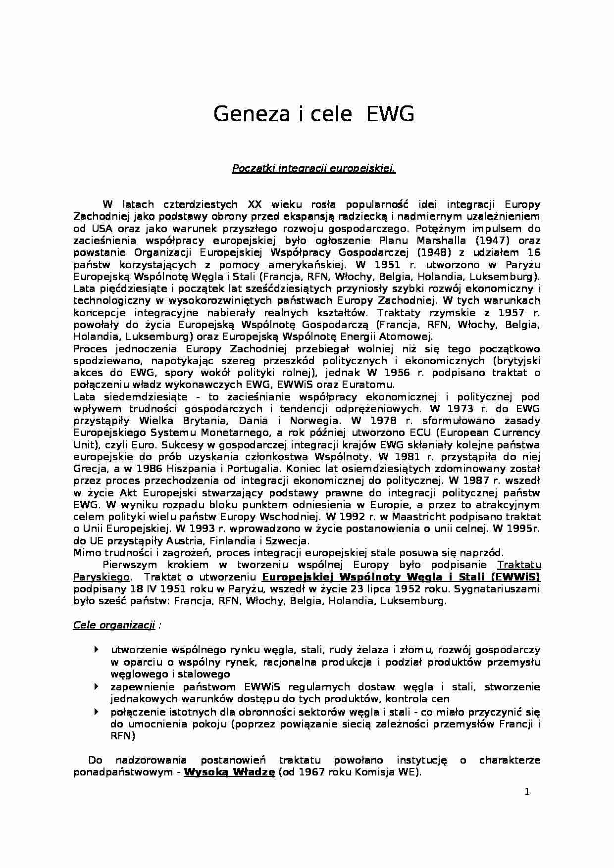 Geneza i cele EWG - strona 1