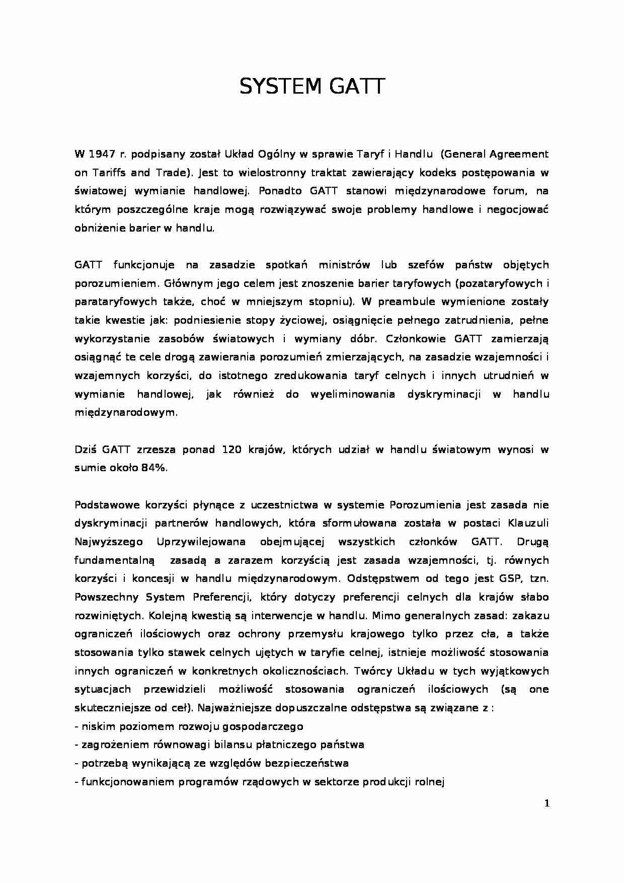 System GATT - strona 1