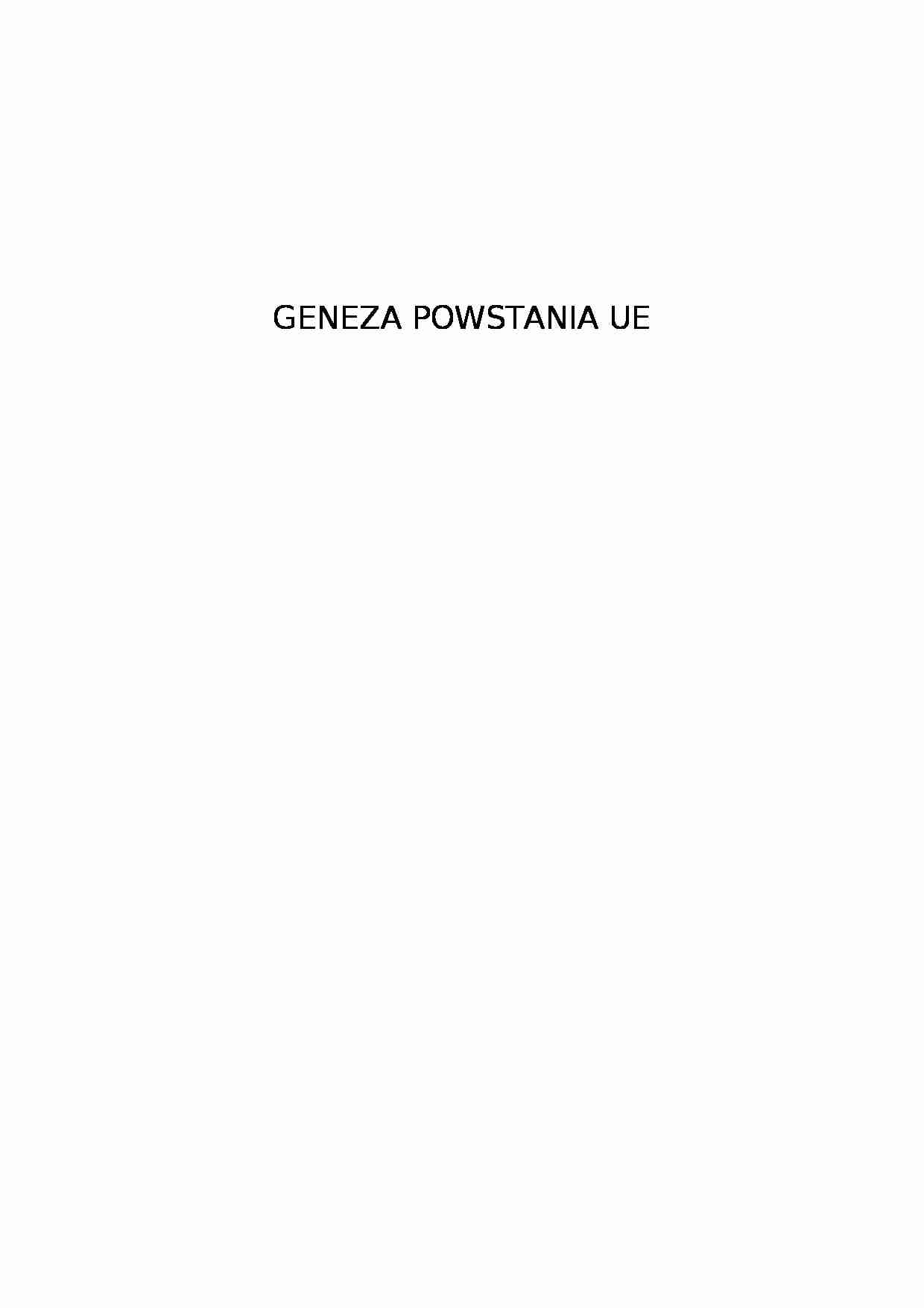 Geneza powstania Unii Europejskiej  - strona 1
