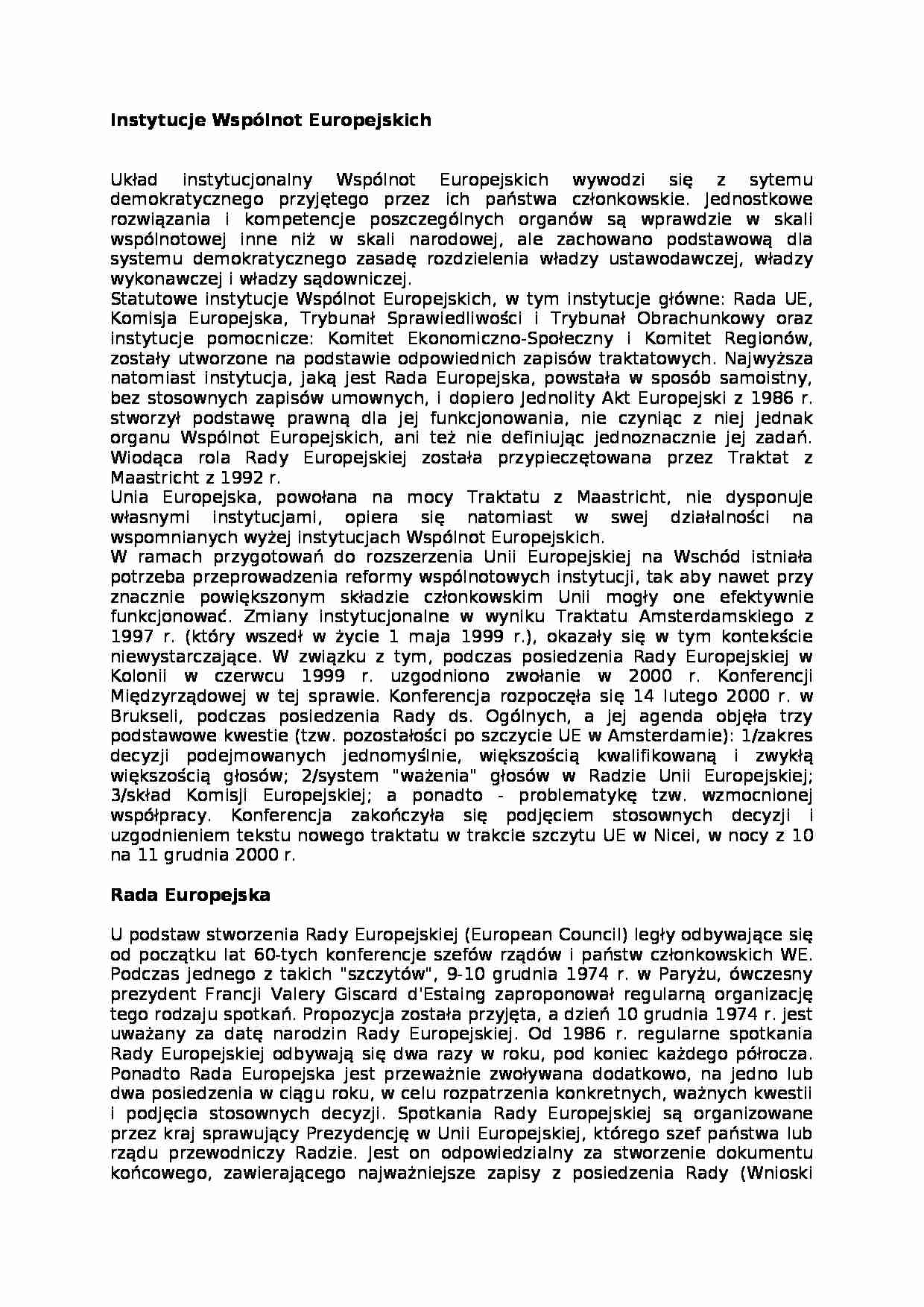 Instytucje Wspólnot Europejskich - Rada Europejska - strona 1