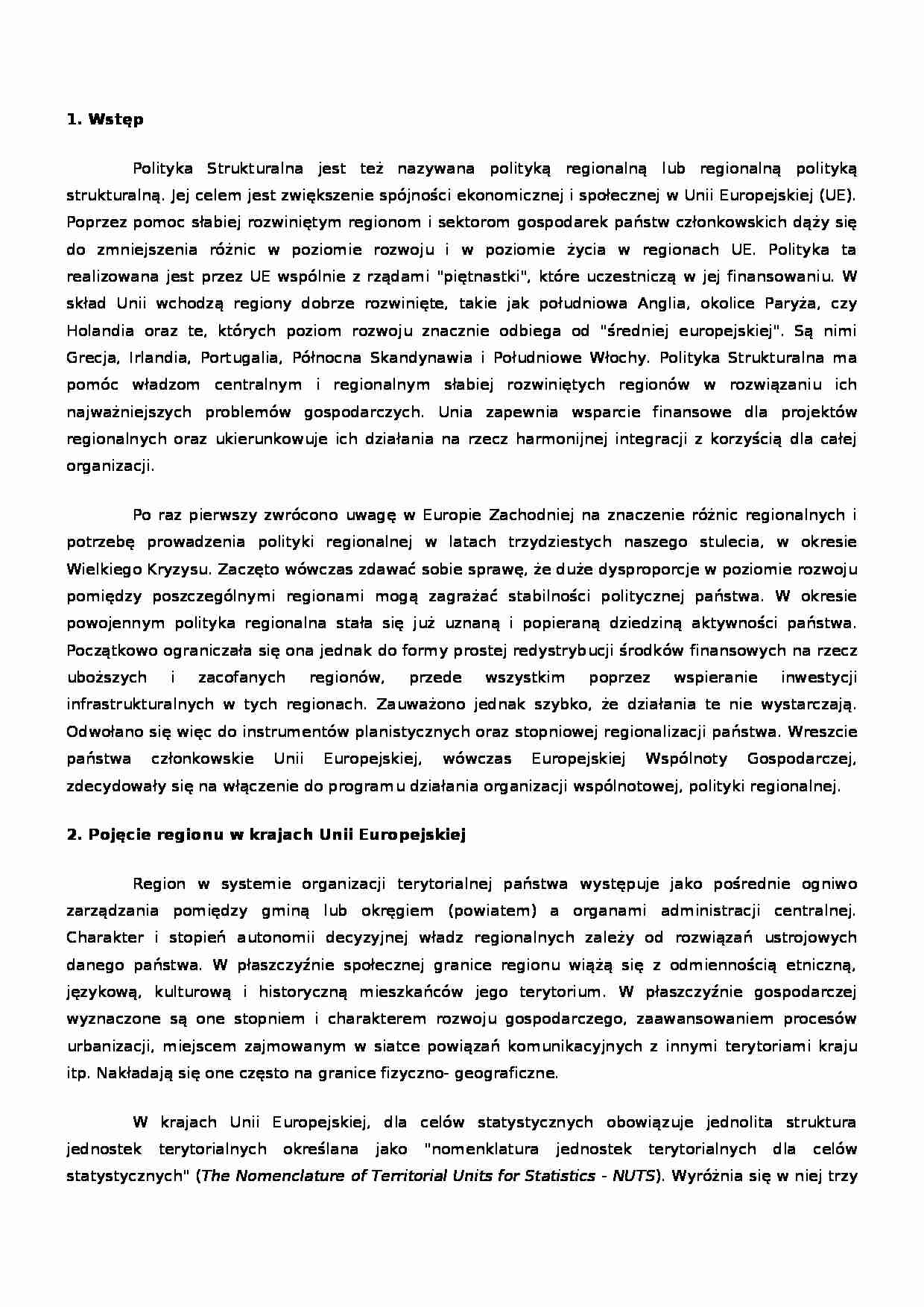 Polityka regionalna w Unii Europejskiej  - strona 1