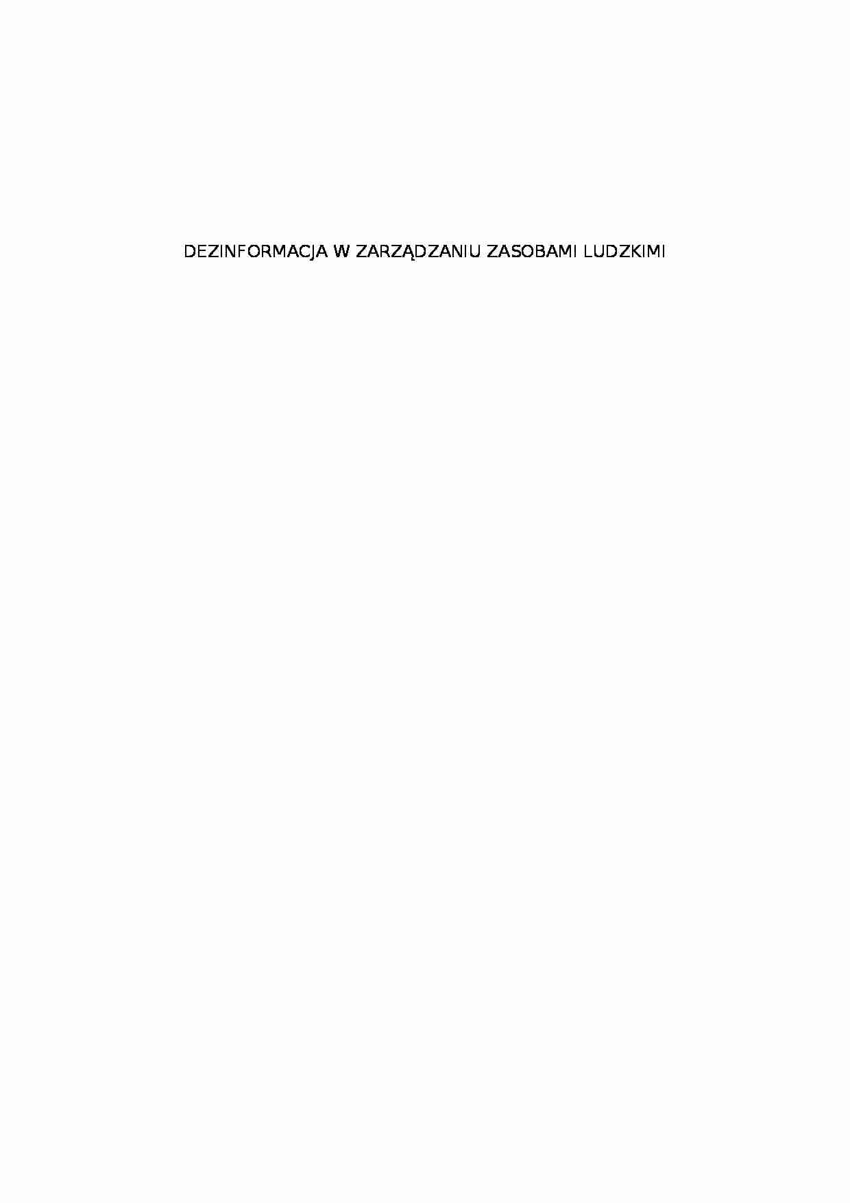 Dezinformacja w zarządzaniu zasobami ludzkimi - strona 1
