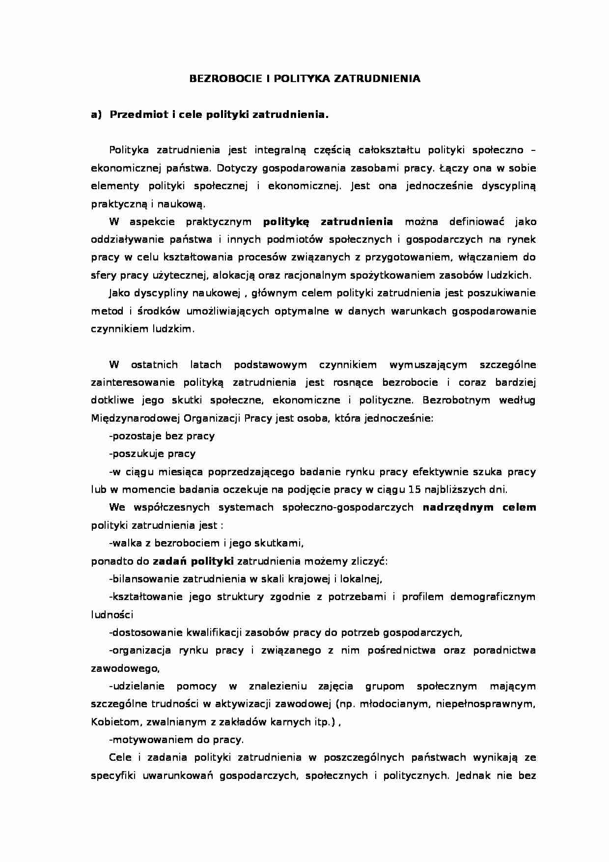 Bezrobocie i polityka zatrudnienia - strona 1