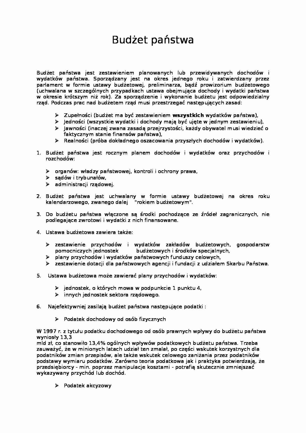Budżet państwa - wiadomości ogólne  - strona 1