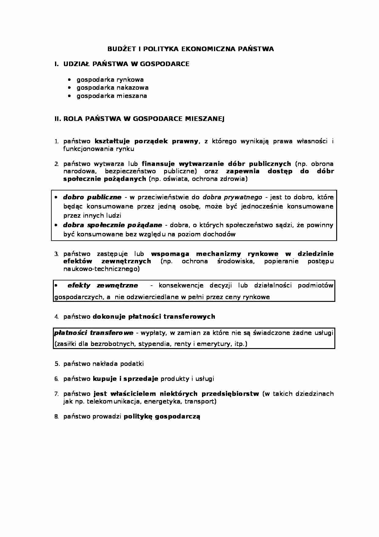 Budżet i polityka ekonomiczna państwa  - strona 1