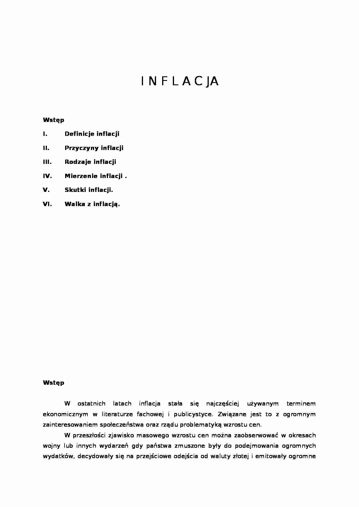 Inflacja - definicja, przyczyny, skutki - strona 1